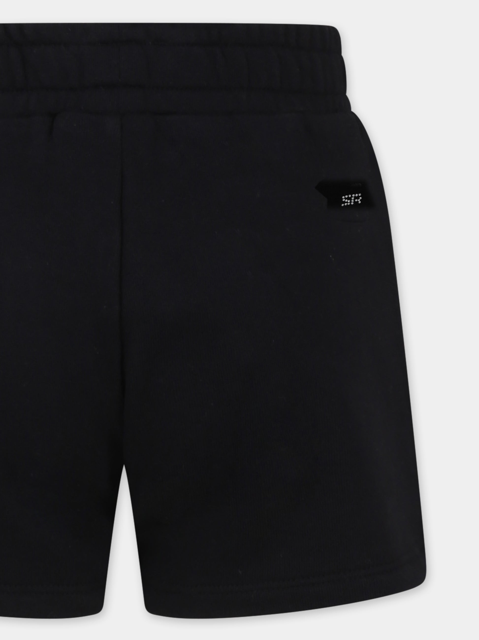 Shorts neri per bambina con logo e strass,Sonia Rykiel Paris,A00172 09B