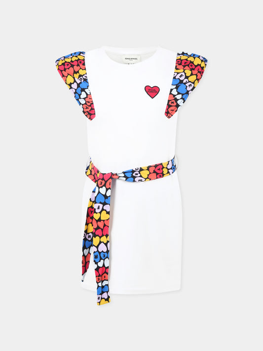 Vestito bianco per bambina con cuori,Sonia Rykiel Paris,A00189 10P