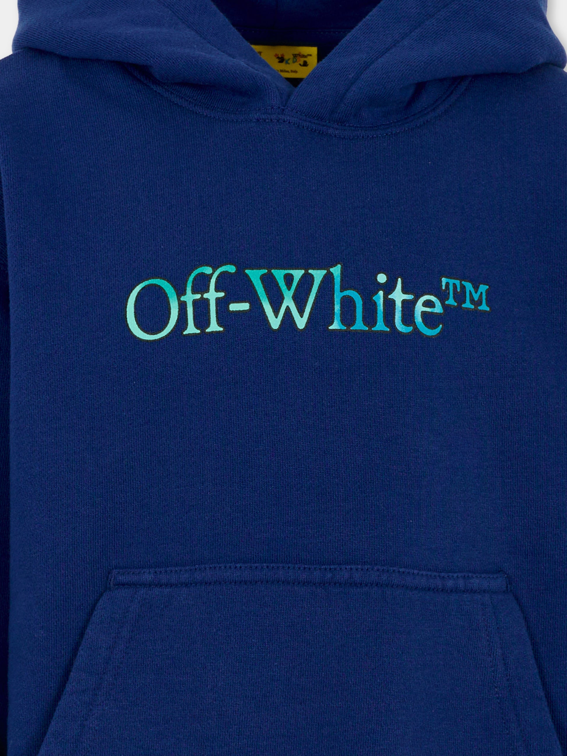 Felpa blu per bambino con logo,Off White,OBBB001F25FLE0074584