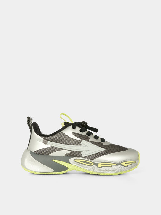 Sneakers For Jumping argento per bambini con freccia,Off White,OBIA013F25FAB0010772