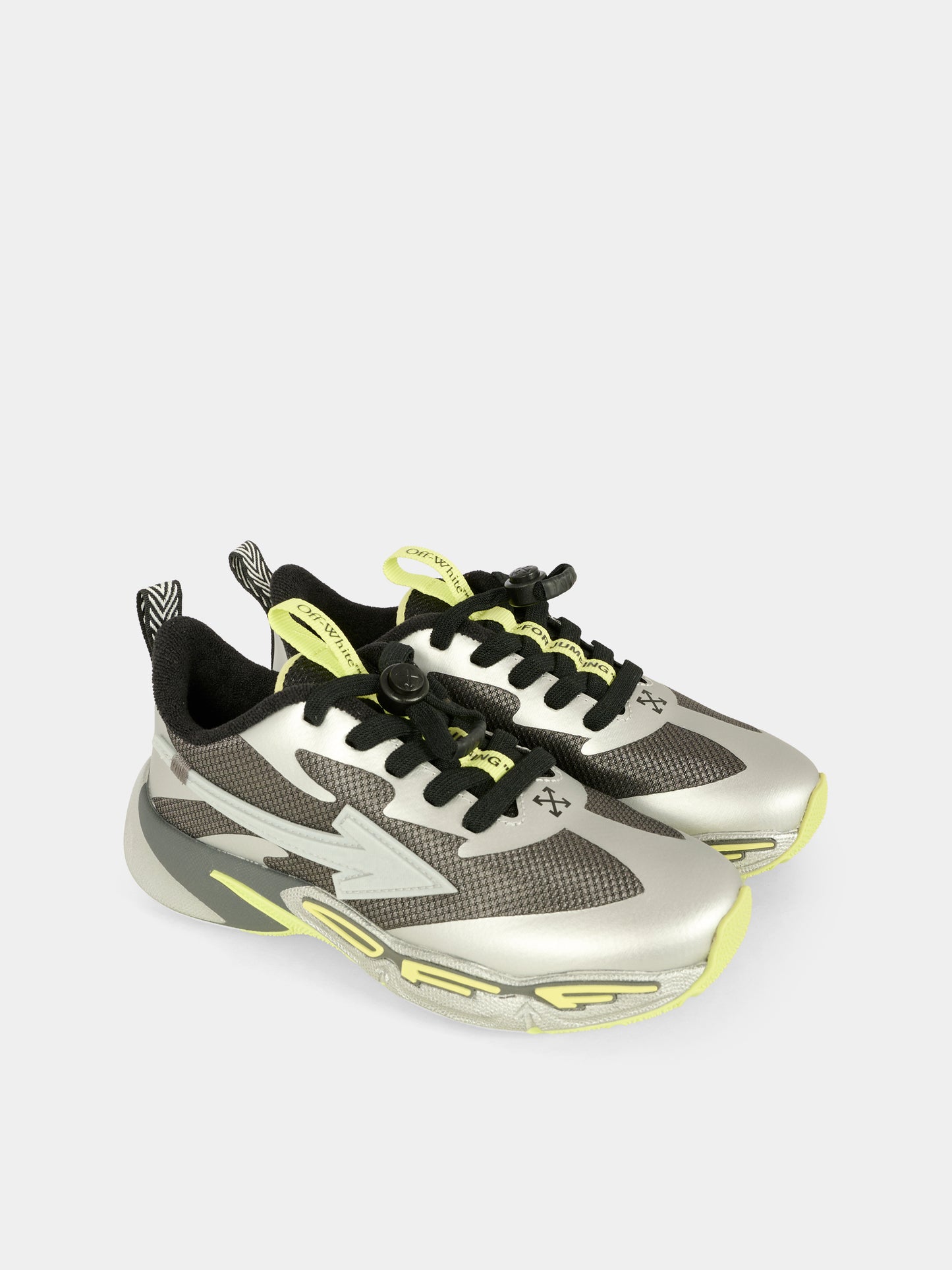 Sneakers For Jumping argento per bambini con freccia,Off White,OBIA013F25FAB0010772