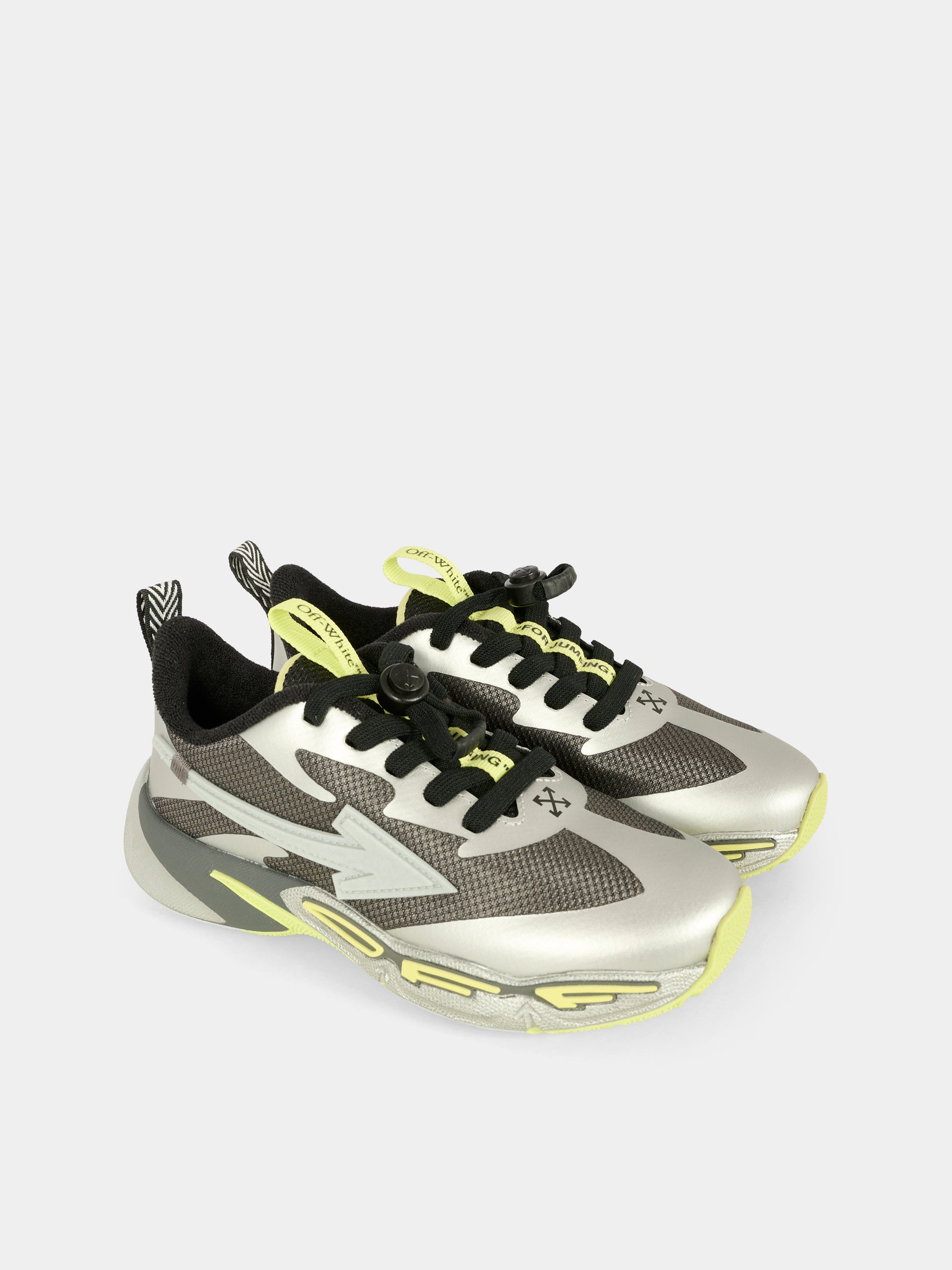 Sneakers For Jumping argento per bambini con freccia,Off White,OBIA013F25FAB0010772