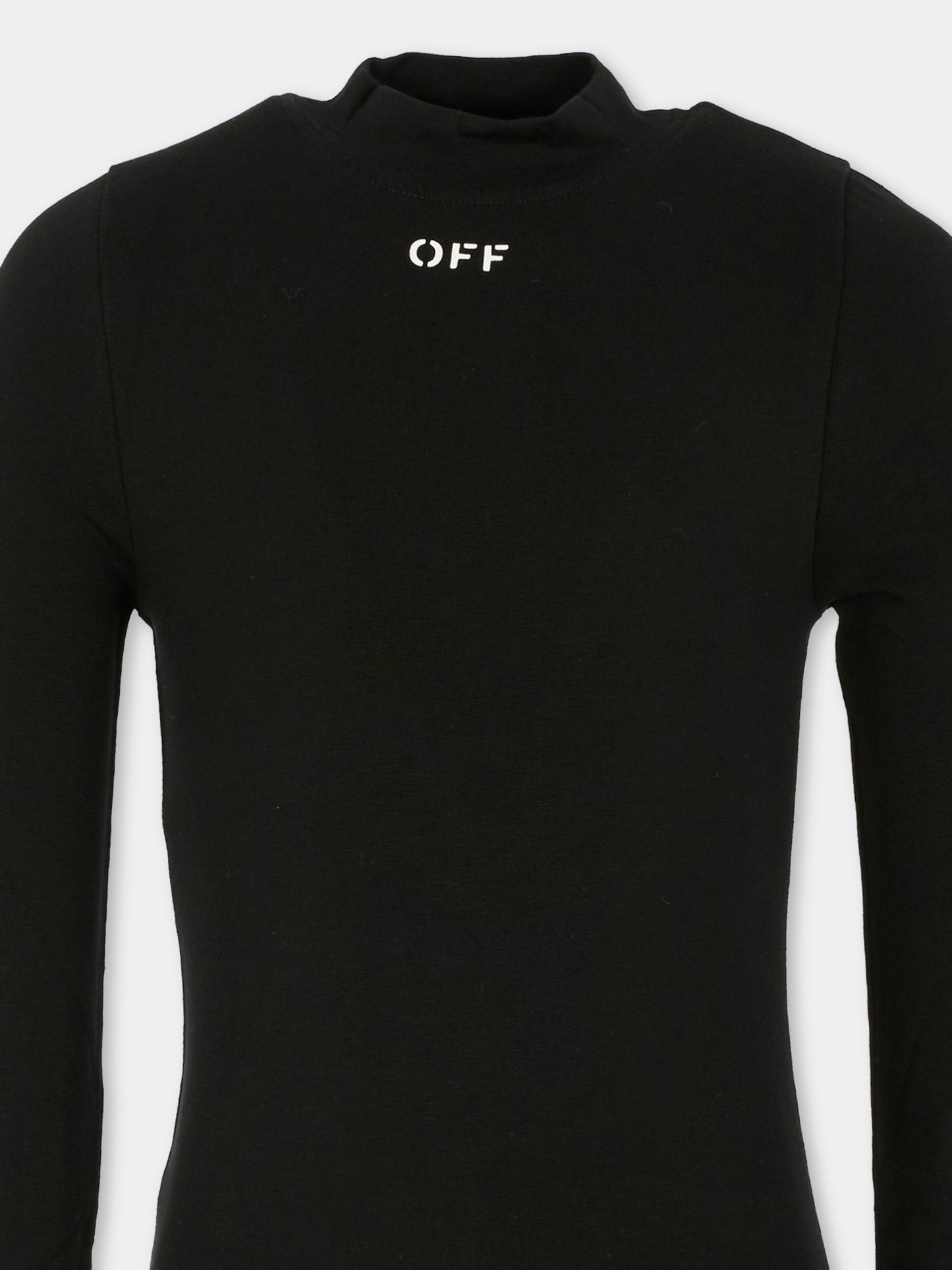 Vestito nero per bambina con logo,Off White,OGDH003F25JER0011001