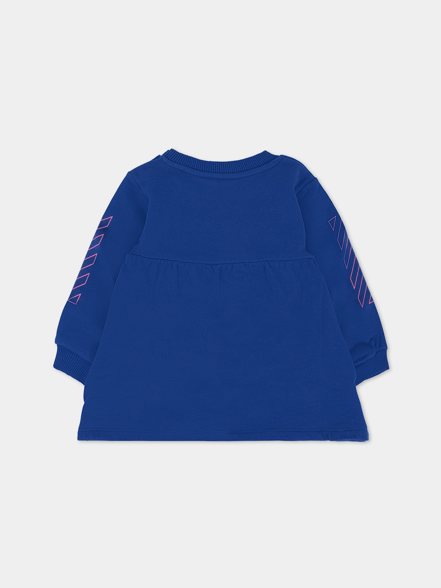 Vestito blu per neonata con logo,Off White,OGX7012F25FLE0014584