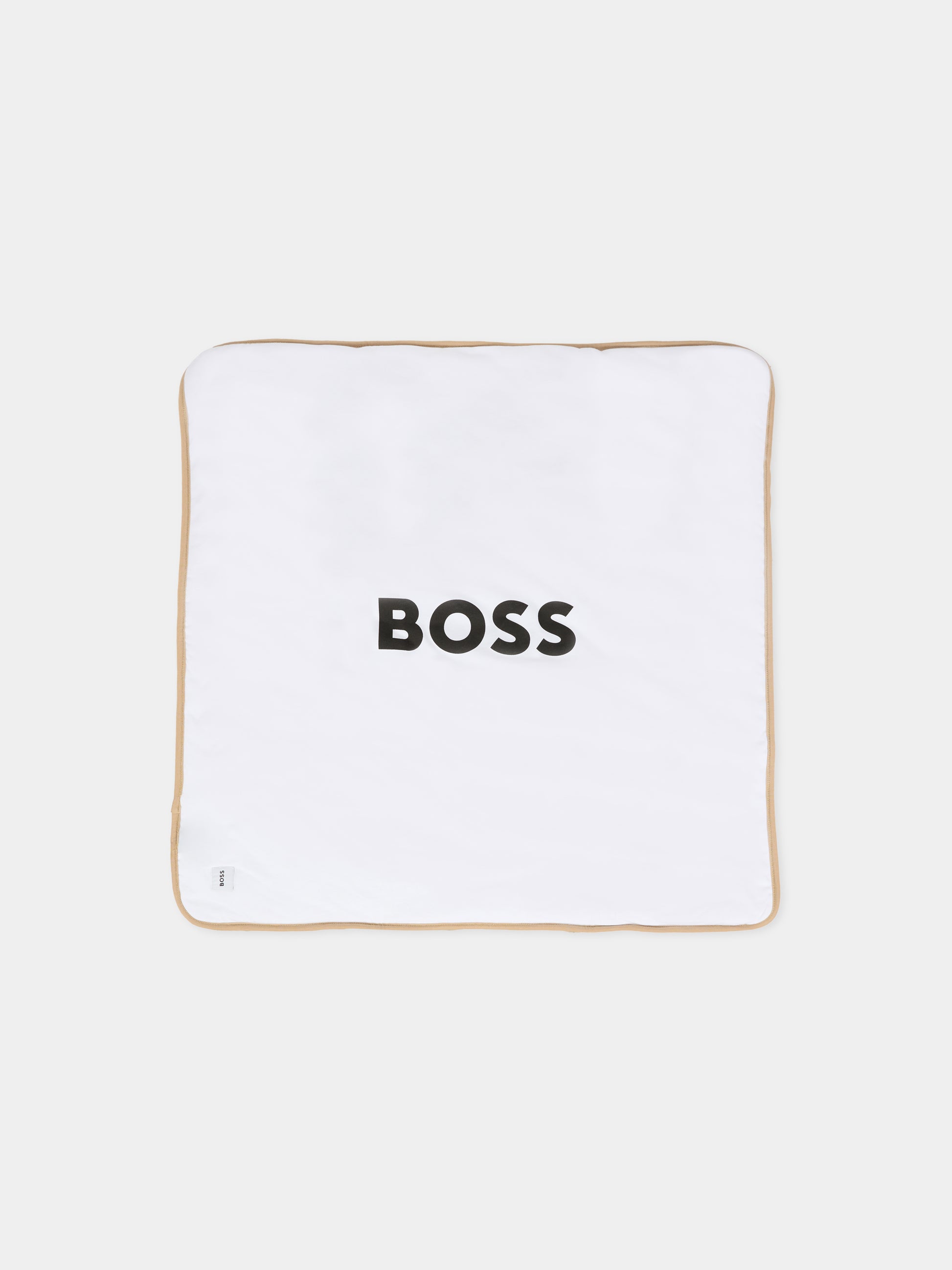Coperta beige reversibile per neonato con logo,Boss,J52672 269