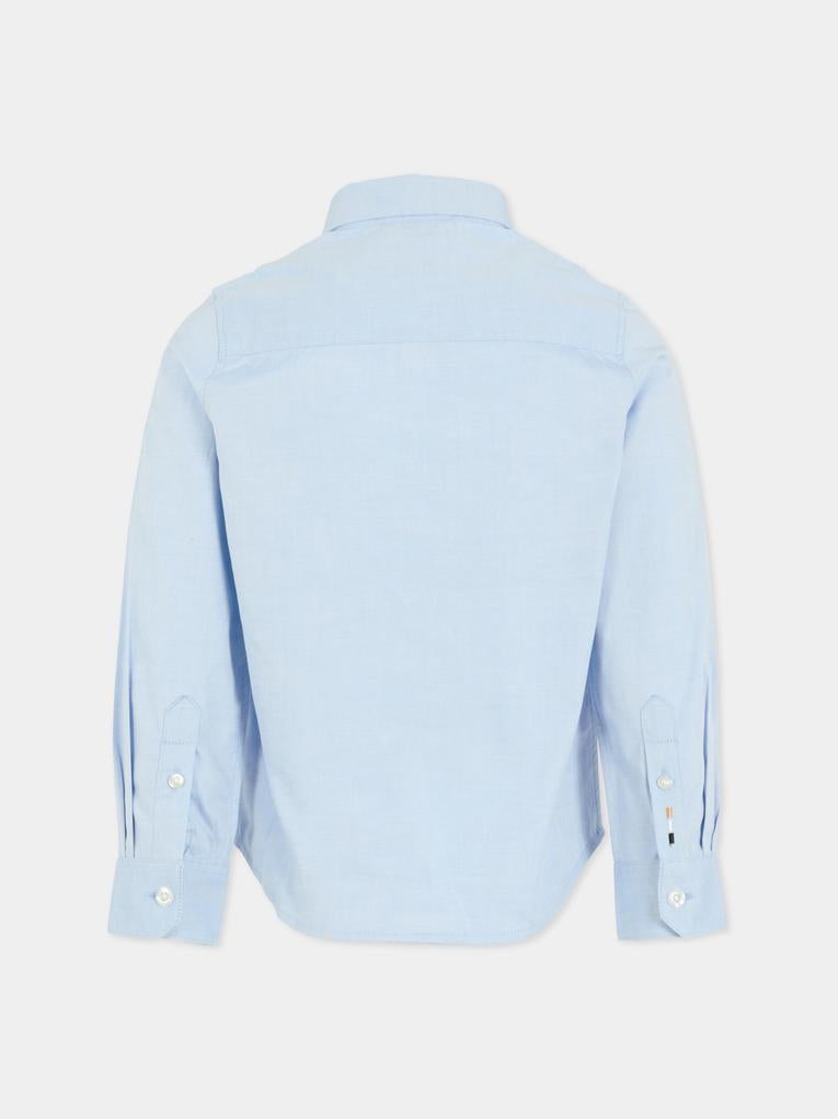 Camicia azzurra per bambino con logo azzurro,Boss,J52675 77D