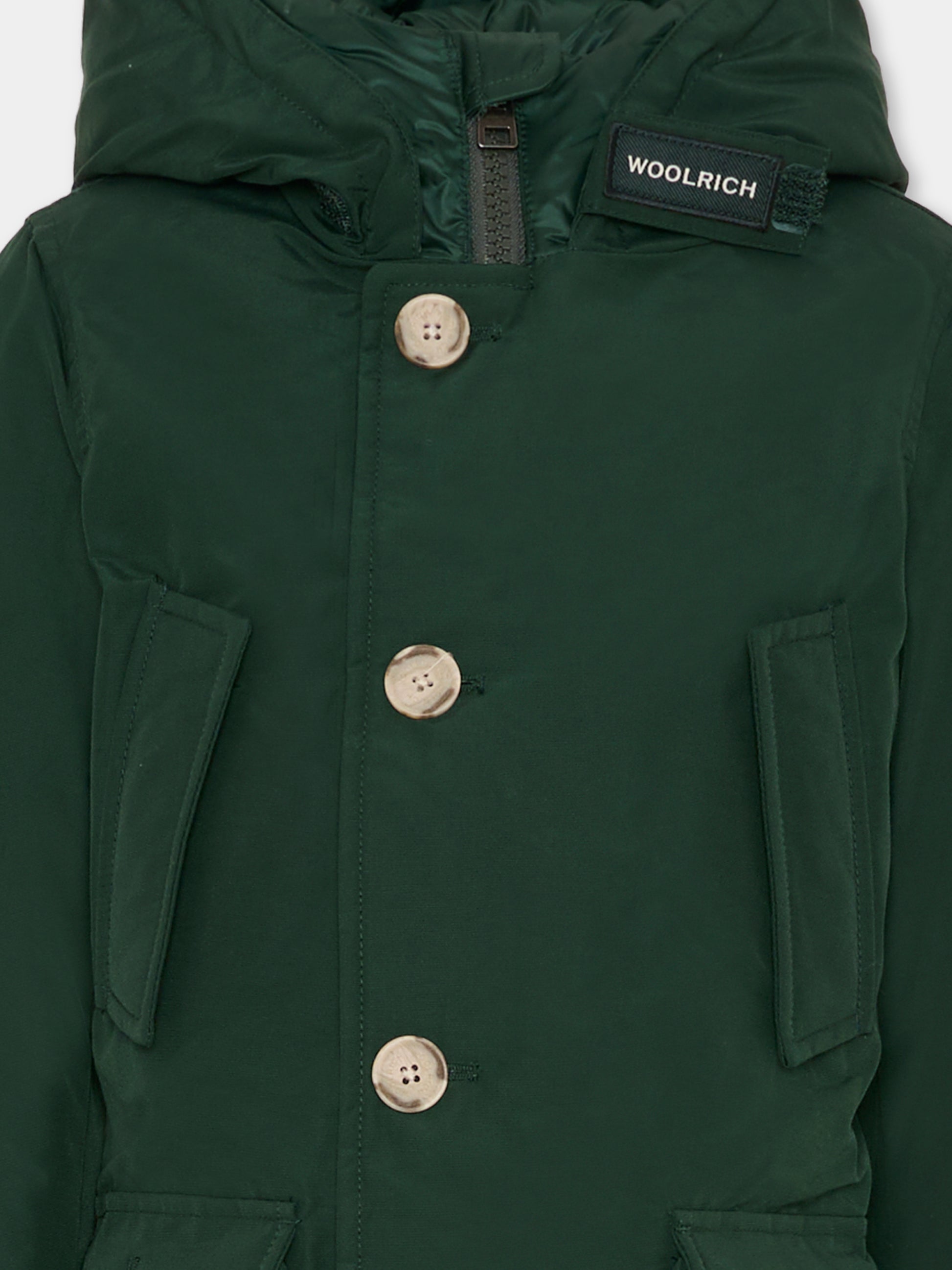 Parka Arctic verde per bambino con logo,Woolrich Kids,CFWKOU0188MRUT0641 - UT0641 - DHG