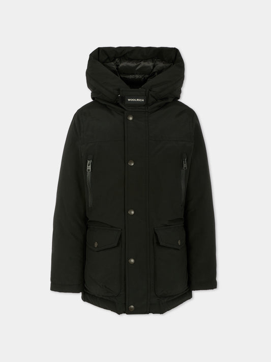 Parka New Ramar Arctic nero per bambino con logo,Woolrich Kids,CFWKOU0464MRUT0641 - UT0641 - BLK