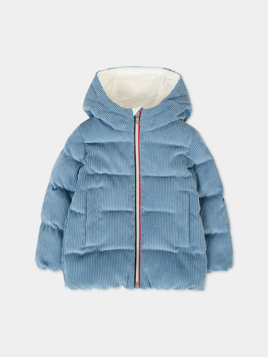 Piumino Puki azzurro per neonato con logo,Moncler Kids,K2951 1A00020 5964B 78J