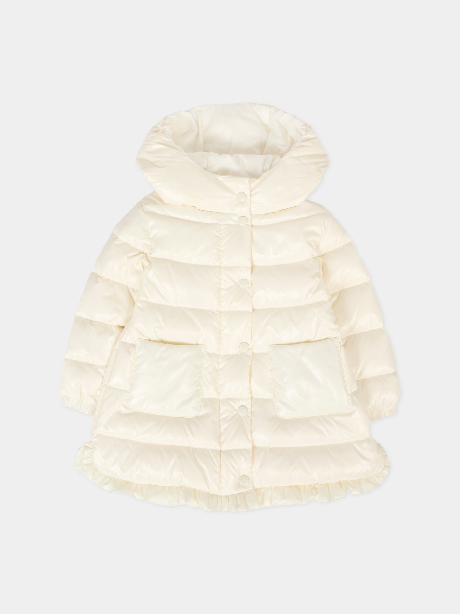 Piumino Dufar avorio per neonata con logo,Moncler Kids,K2951 1C00003 597Z8 034