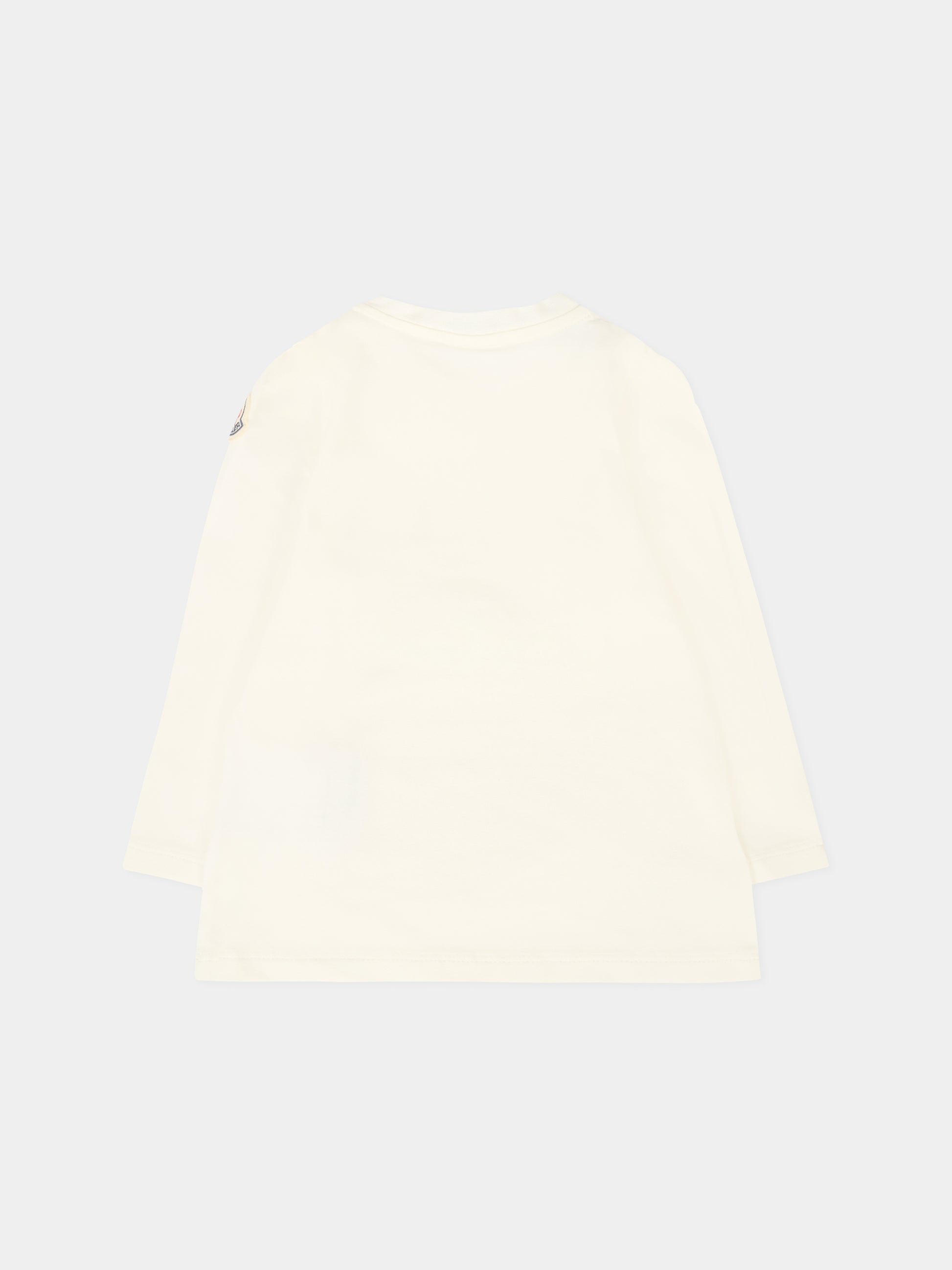 T-shirt avorio per neonata con logo,Moncler Kids,K2951 8D00006 89AUM 034
