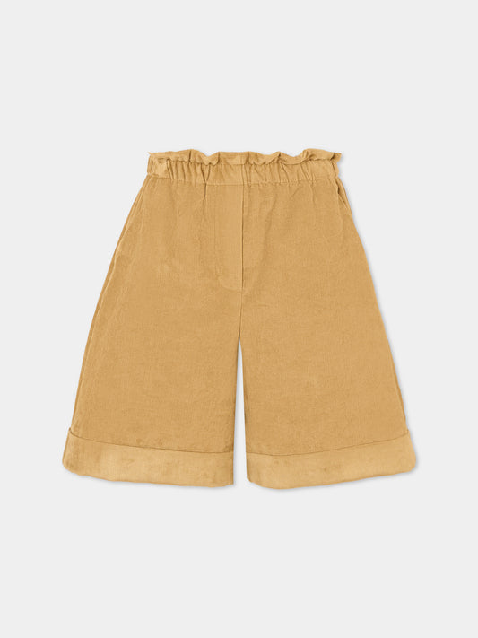 Shorts beige per bambina con logo,Moncler Kids,K2954 2B00002 598QF 22C