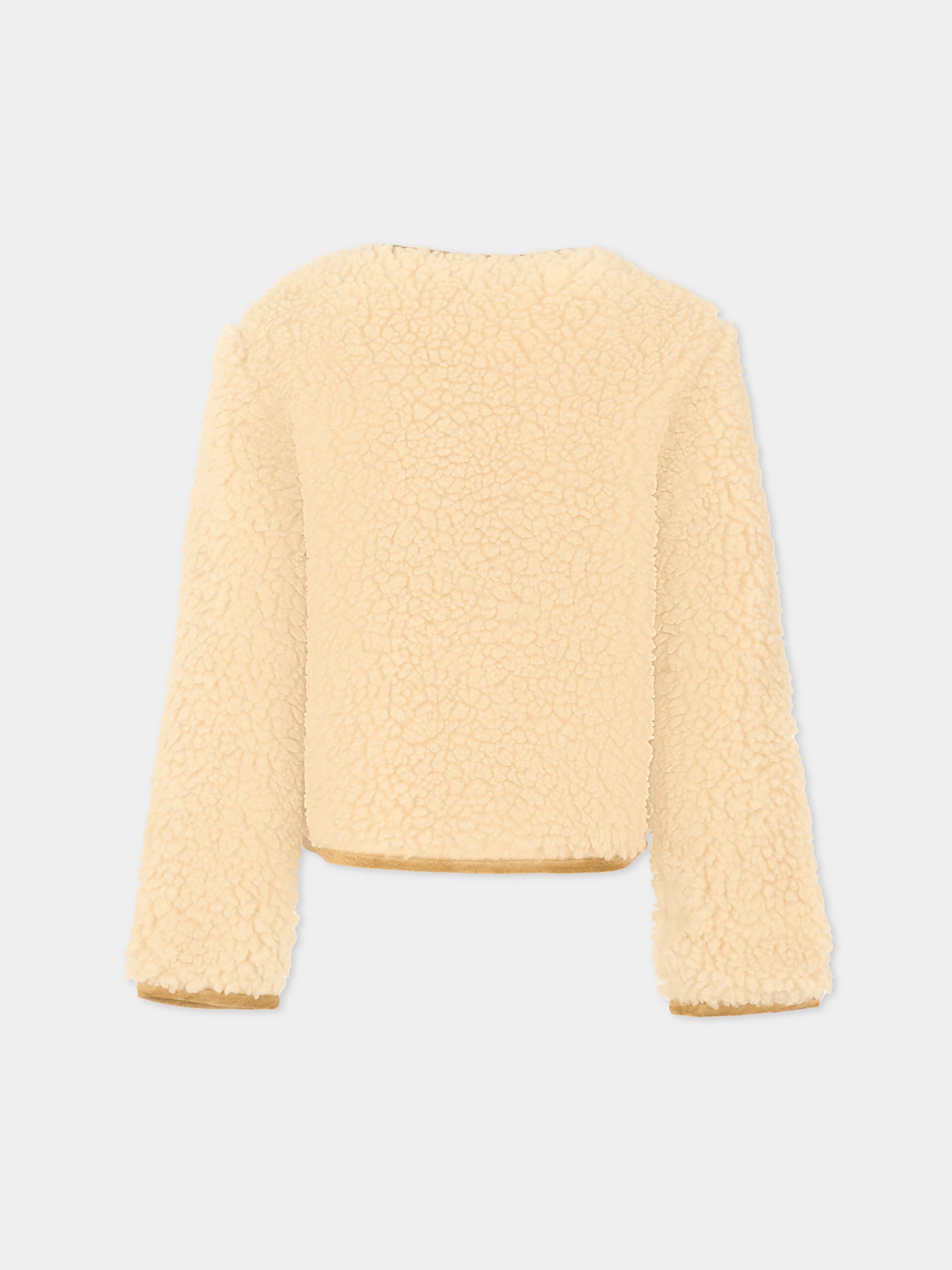 Ecopelliccia avorio per bambina con logo,Moncler Kids,K2954 8G00022 89B1S 036