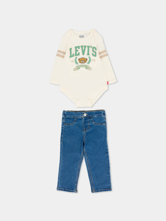 Completo avorio per neonato con orsetto,Levi's Kids,6EN732 W0E