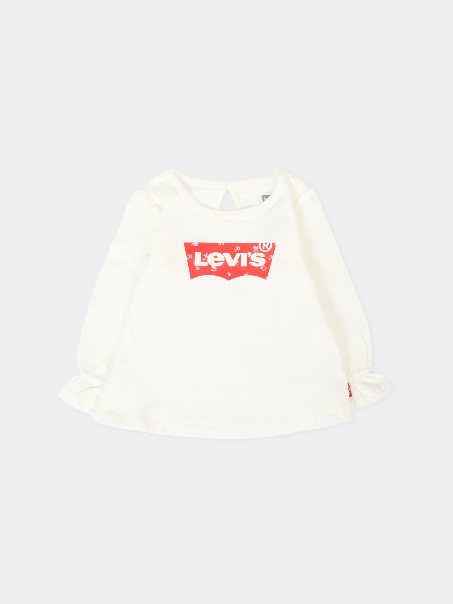 T-shirt bianca per neonata con logo e fiori,Levi's Kids,1EN569 W8J
