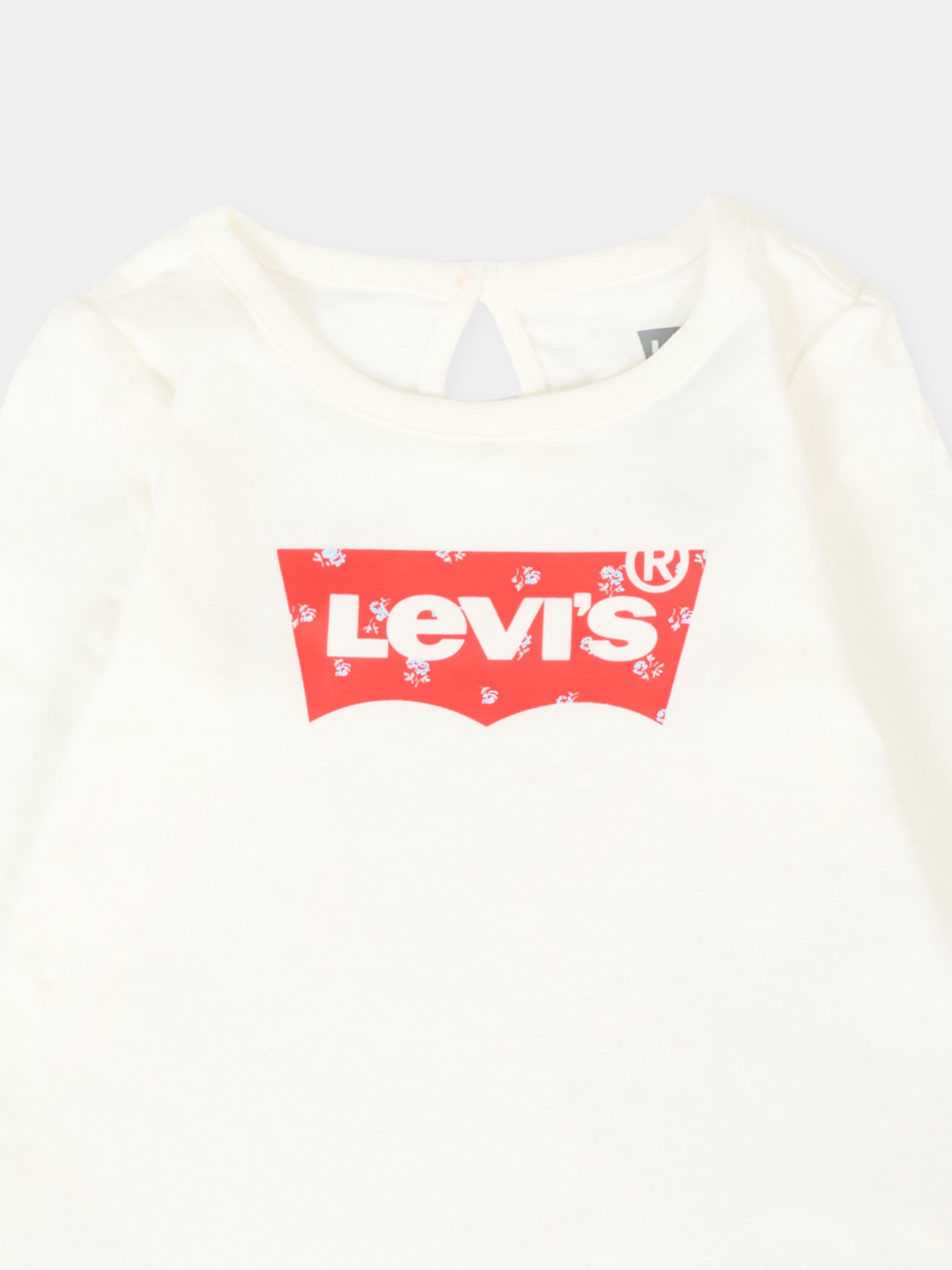 T-shirt bianca per neonata con logo e fiori,Levi's Kids,1EN569 W8J