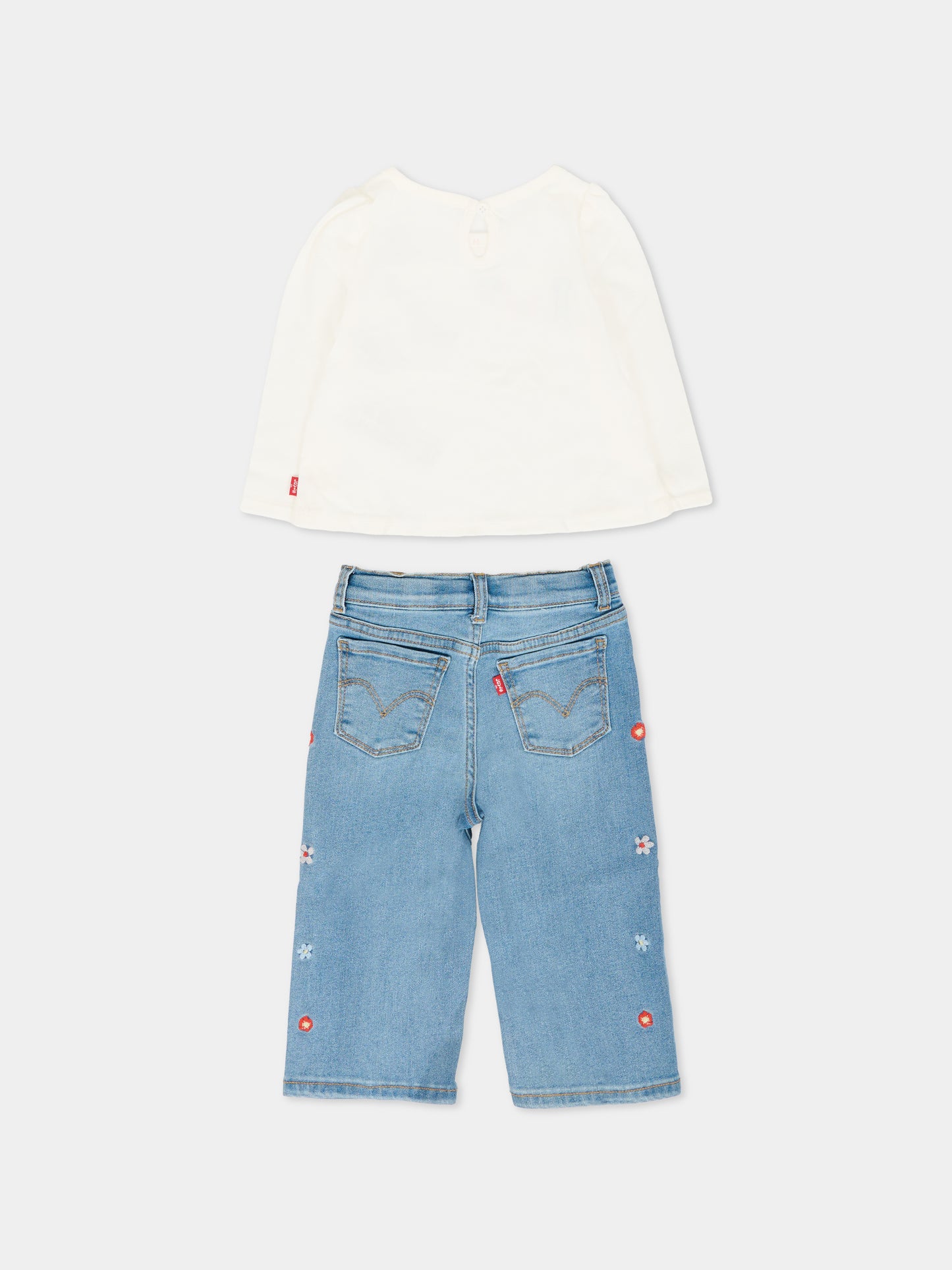 Completo avorio per neonata con logo e fiori,Levi's Kids,1EP021 W8J