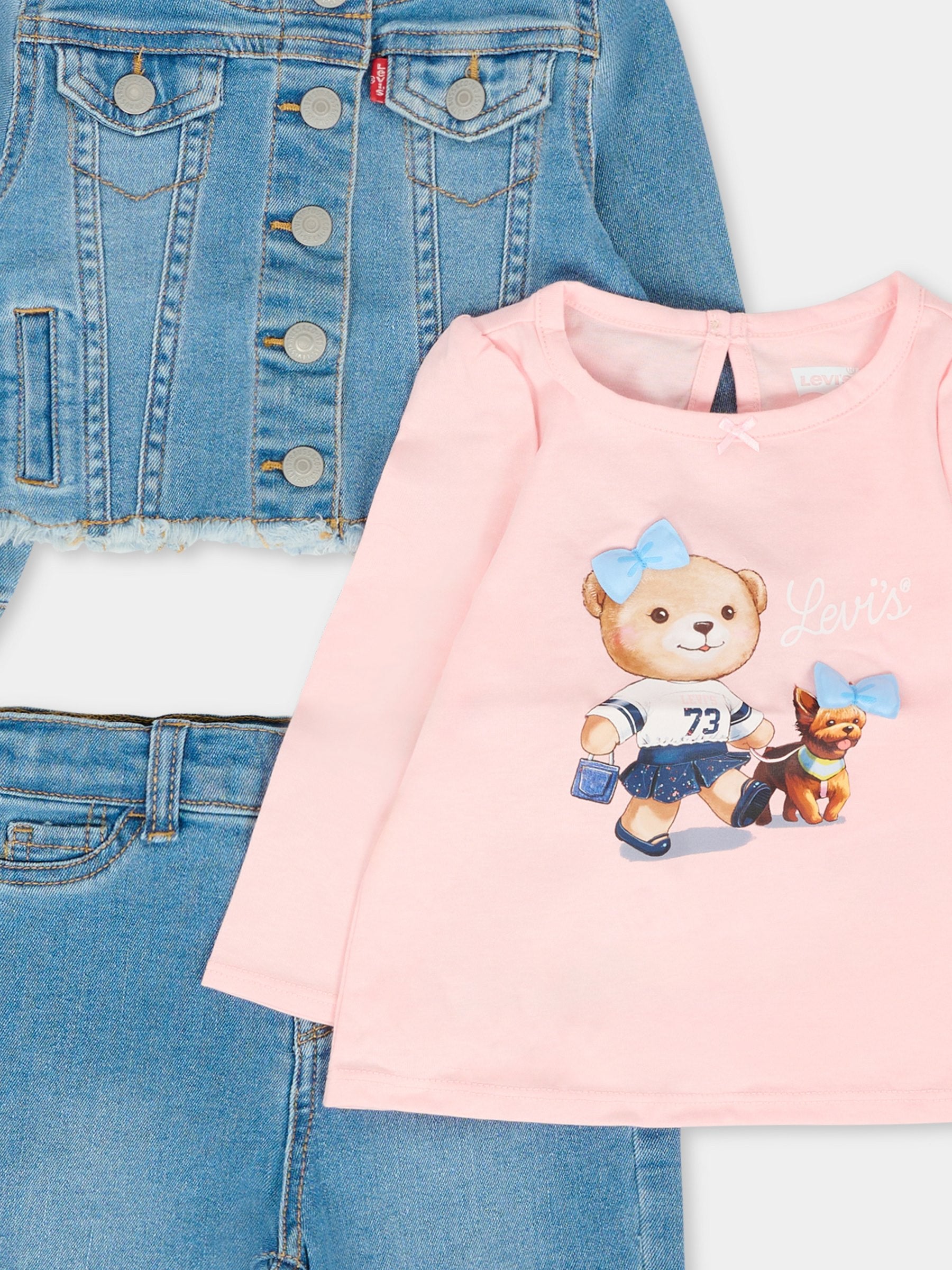 Completo rosa per neonata con orsetta,Levi's Kids,1EN551 AGJ