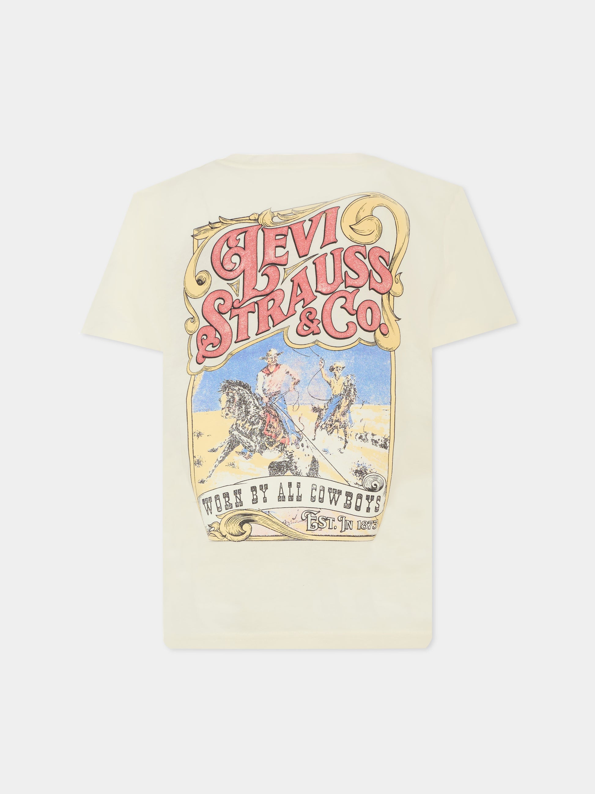 T-shirt avorio per bambino con stampa cowboy,Levi's Kids,EN901 W0E