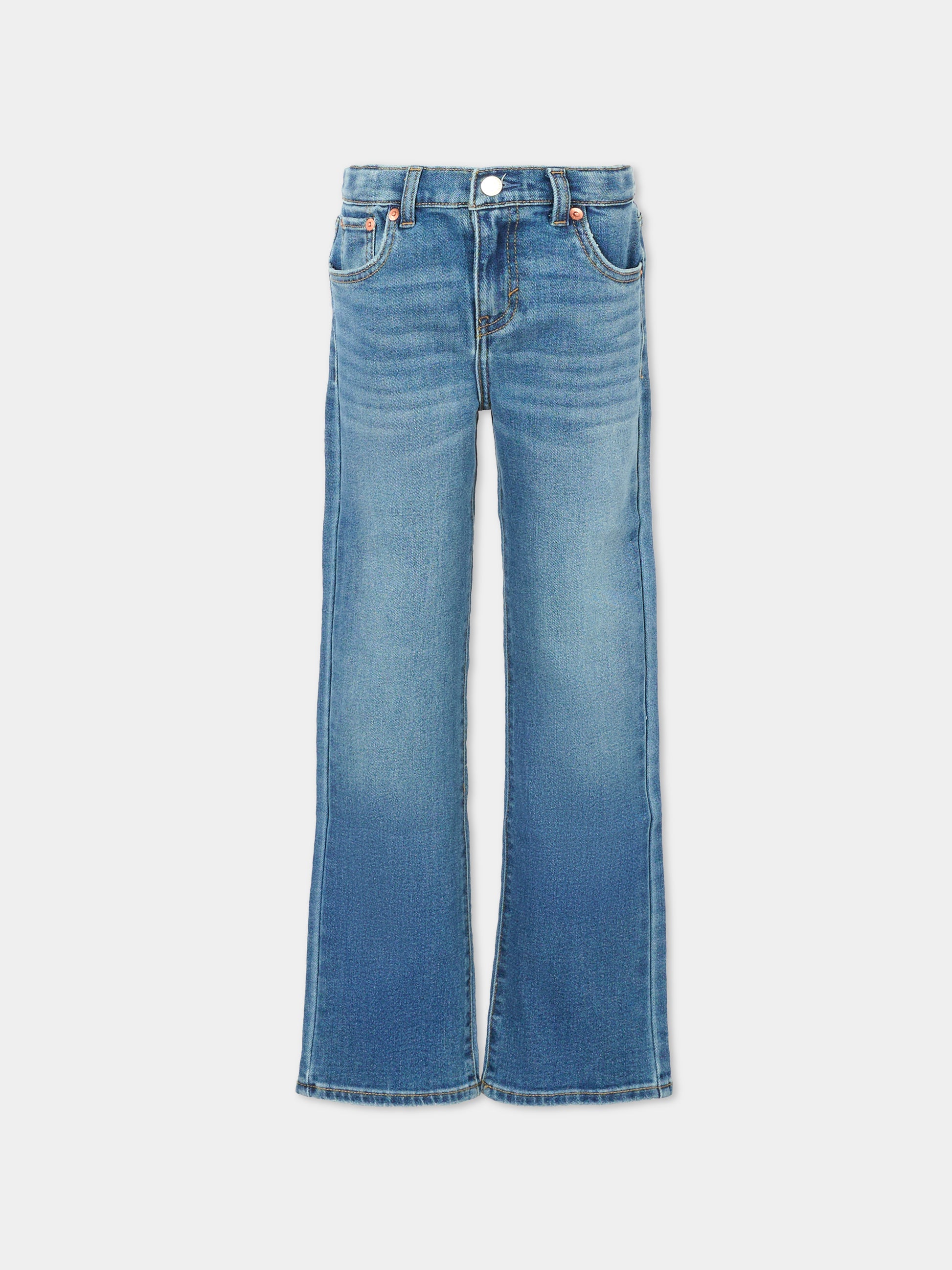 Jeans denim blu wide leg per bambina con logo,Levi's Kids,EG381 MFM