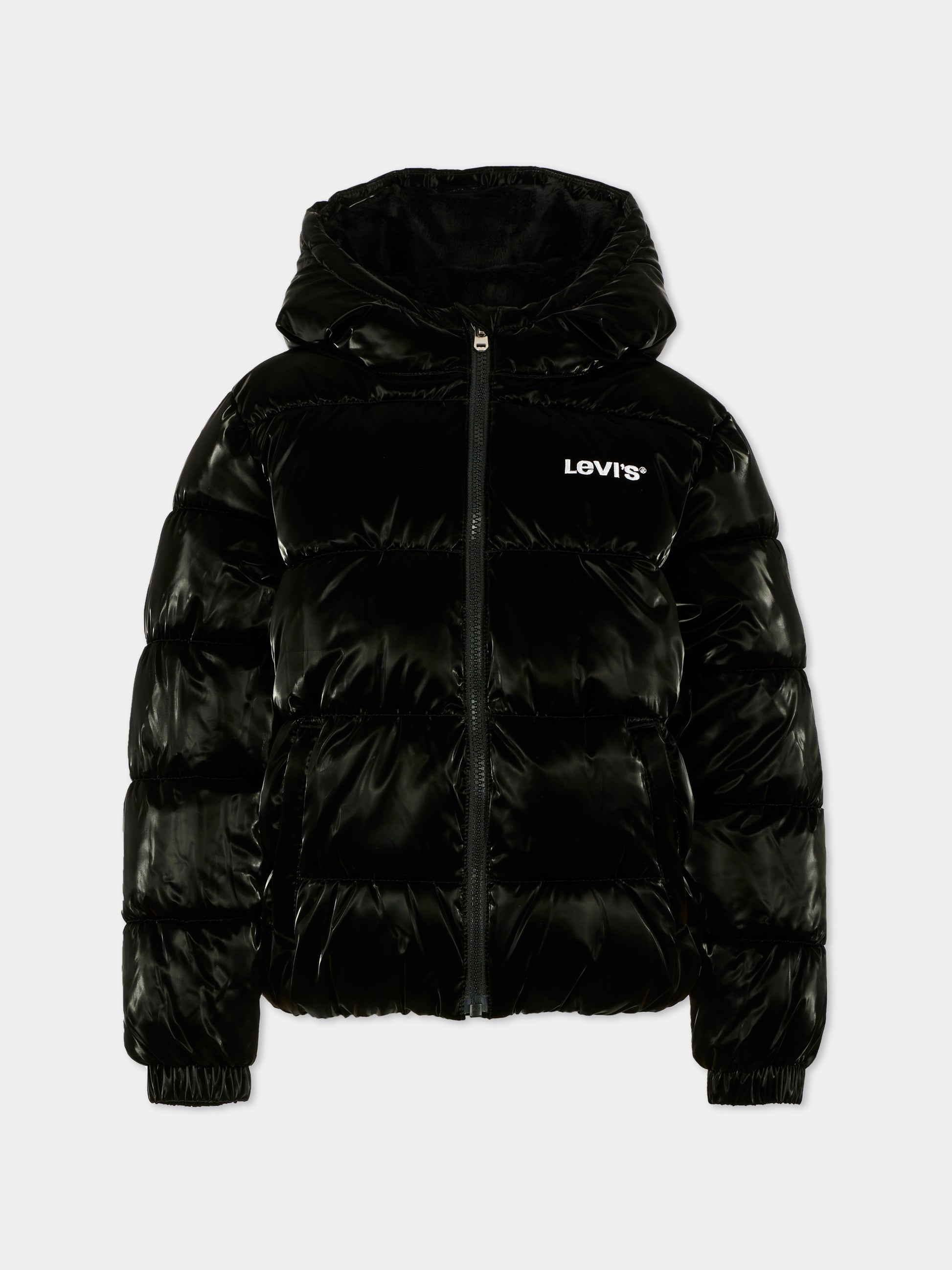 Piumino nero per bambini con logo bianco,Levi's Kids,EN640 023
