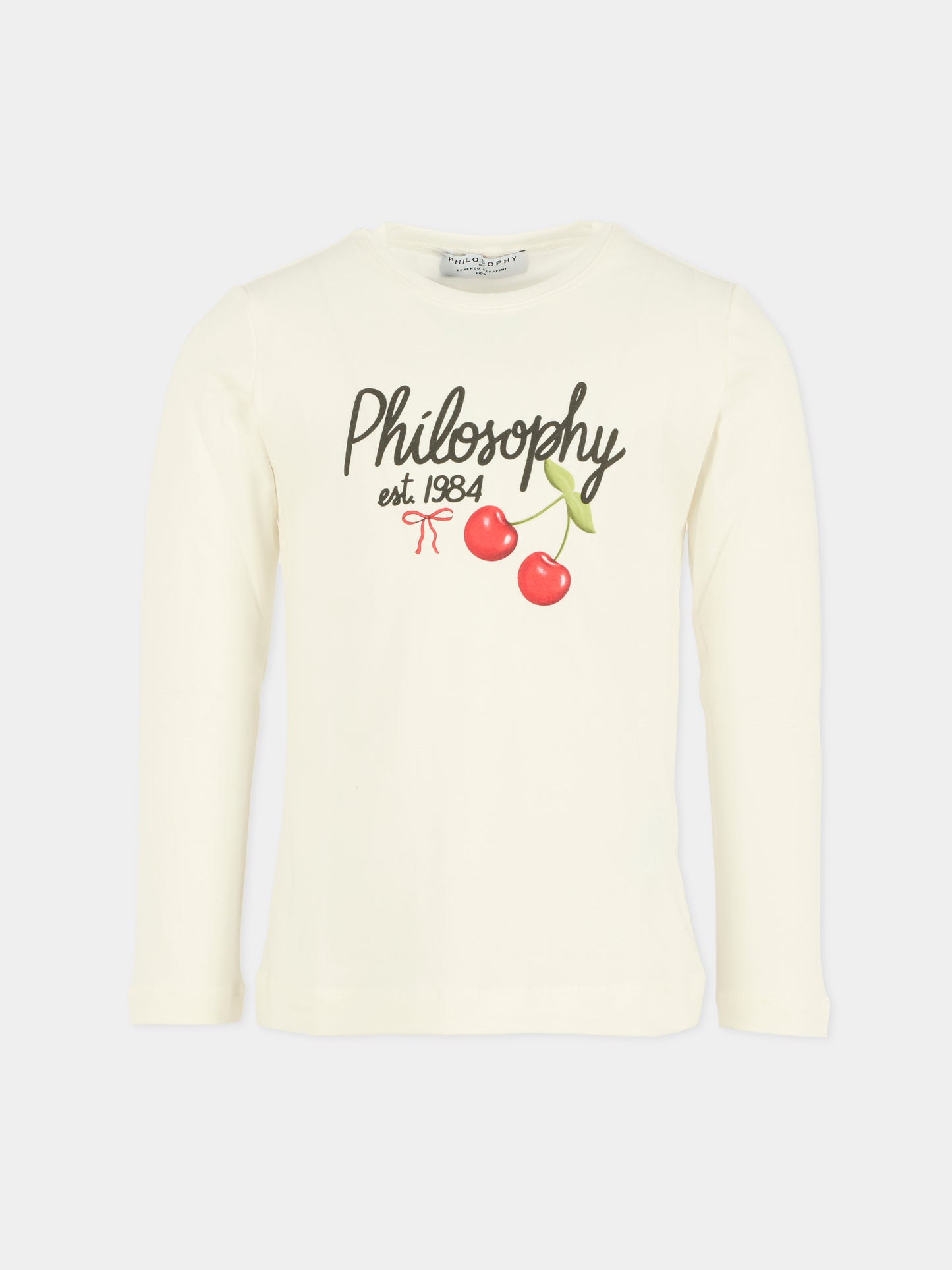 T-shirt bianca per bambina con ciliegie,Philosophy,I1F605 - 6202 - P001