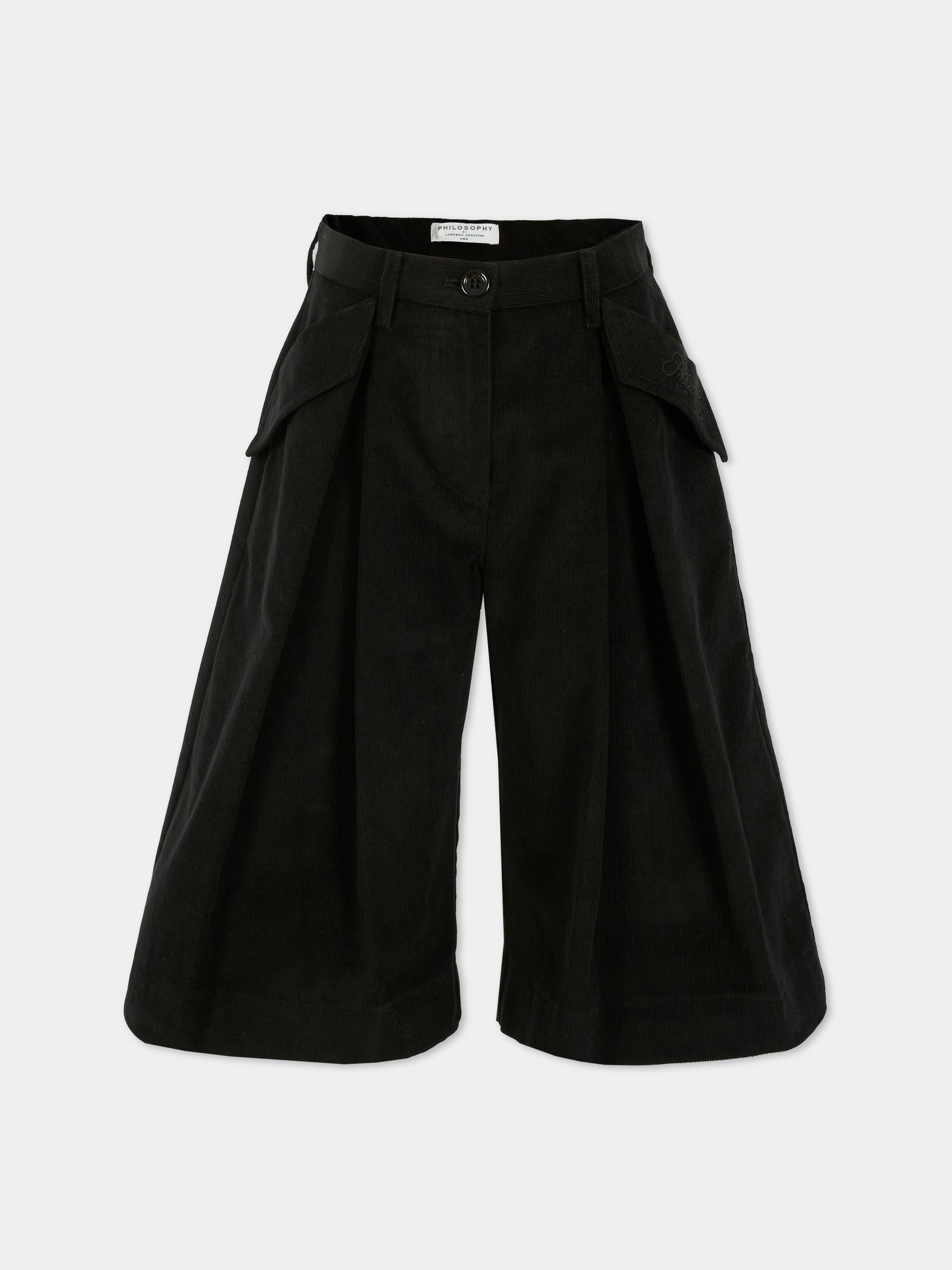 Shorts neri per bambina con logo ricamato,Philosophy,I1F406 - 6851 - P050