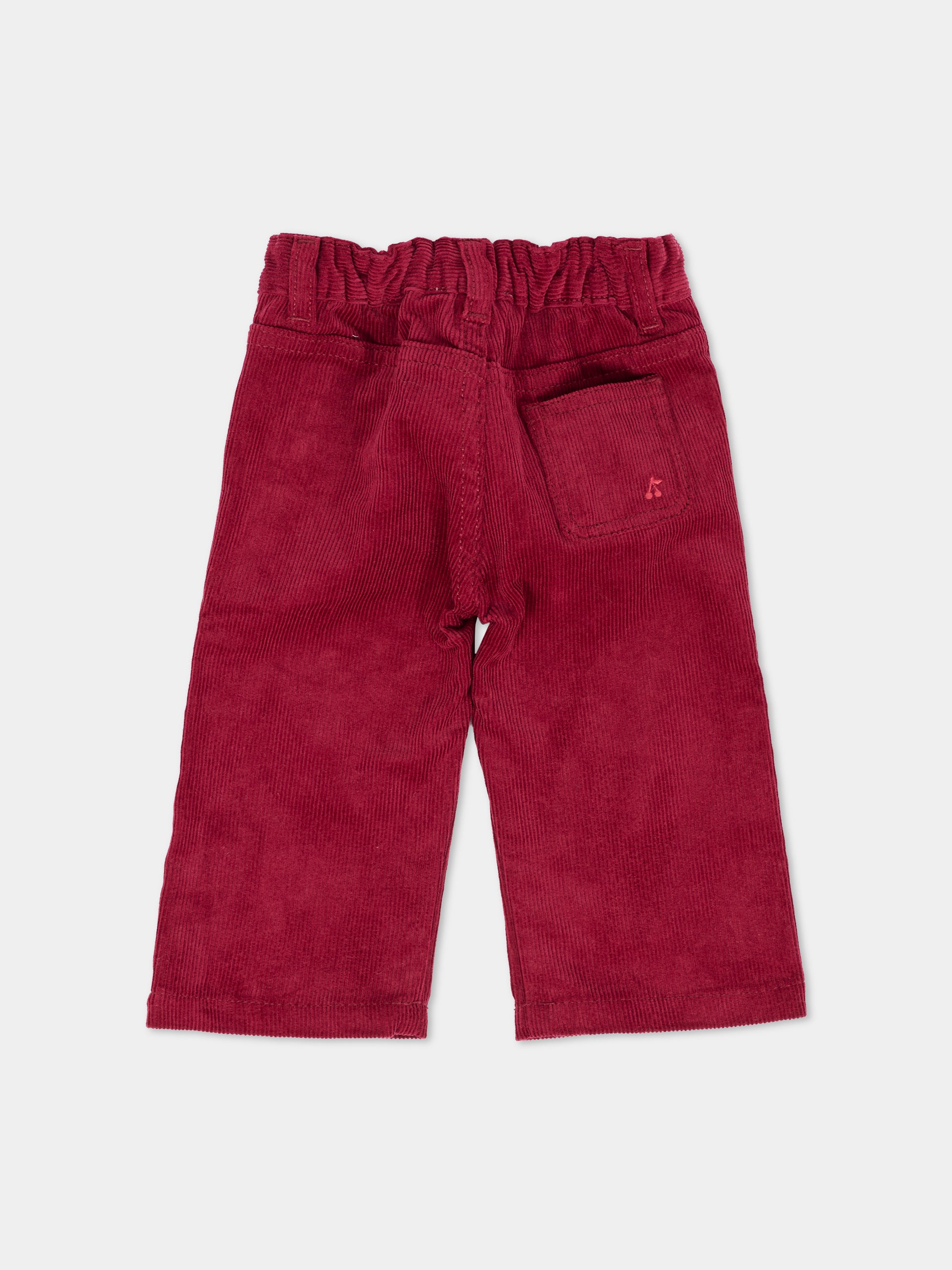 Pantaloni bordeaux per neonata con ciliegie,Bonpoint,W05XPAW00001 053