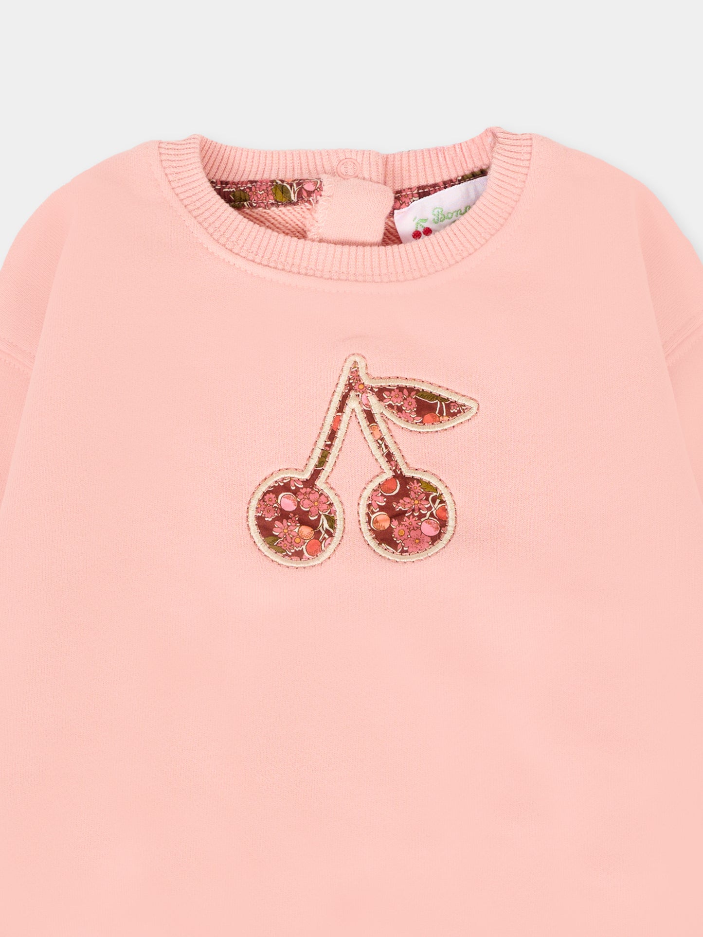 Felpa rosa per neonata con ciliegie,Bonpoint,W05XSWK00004 122
