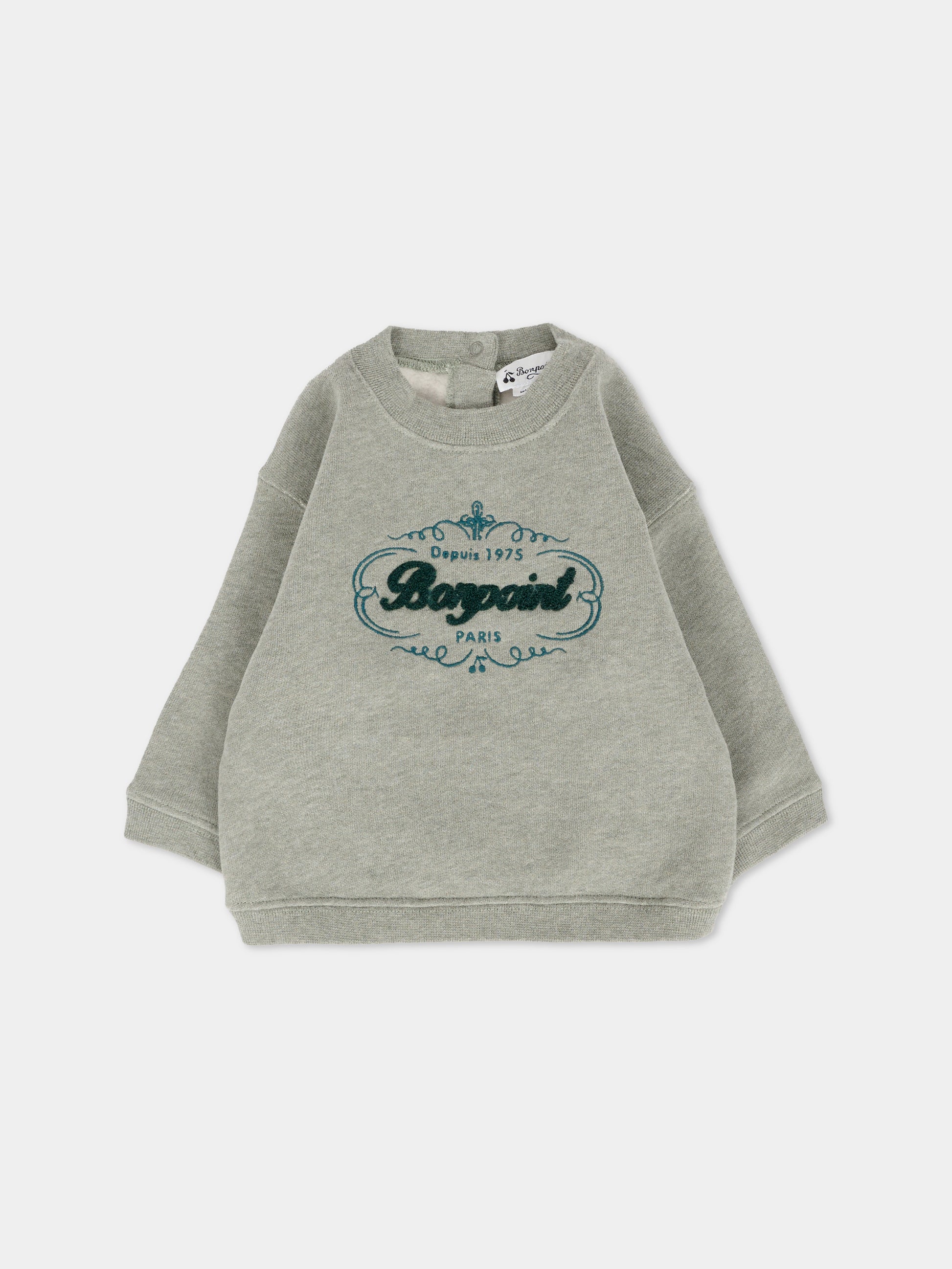 Felpa grigia per neonato con logo,Bonpoint,W05YSWK00003 143