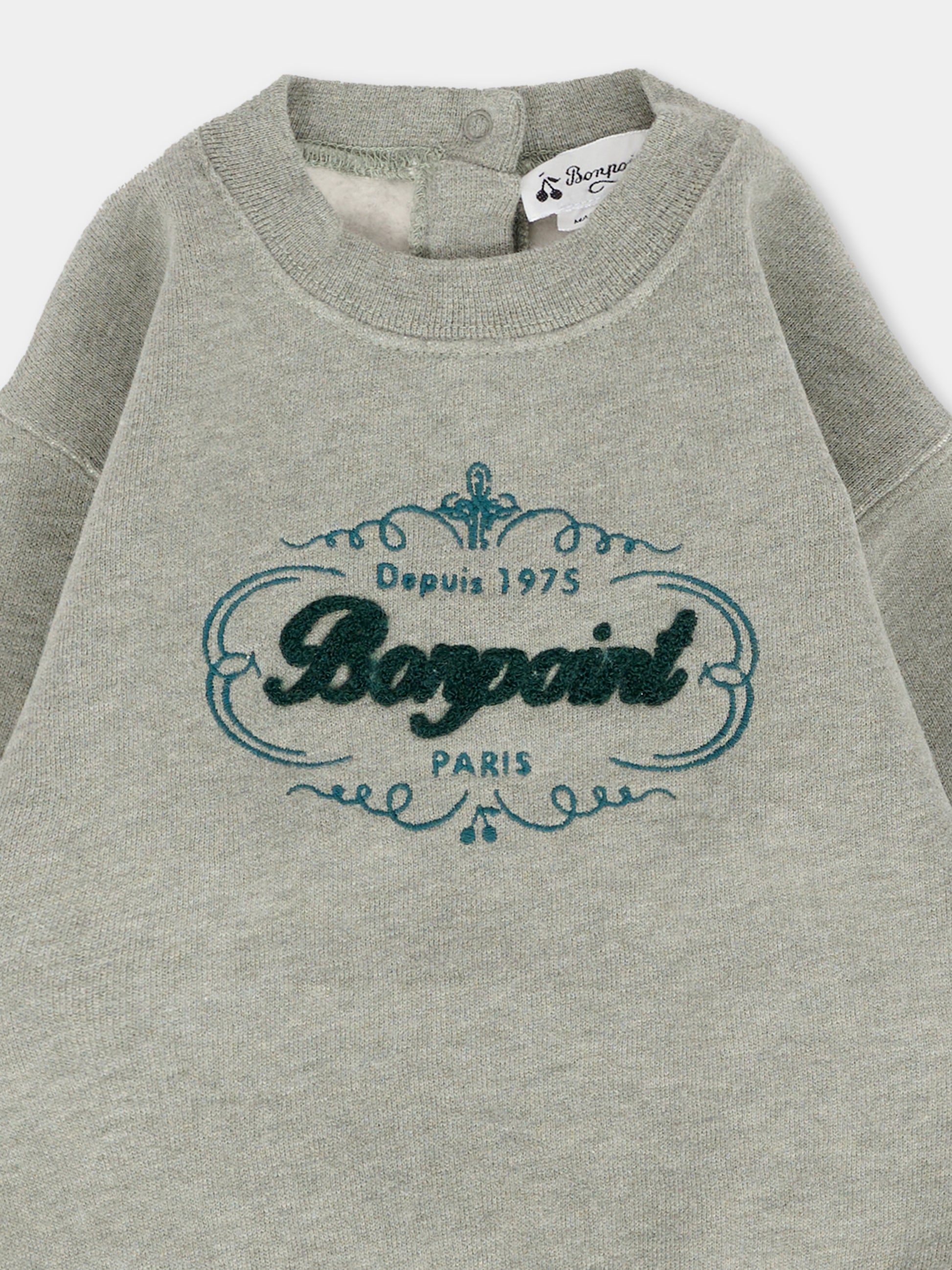 Felpa grigia per neonato con logo,Bonpoint,W05YSWK00003 143