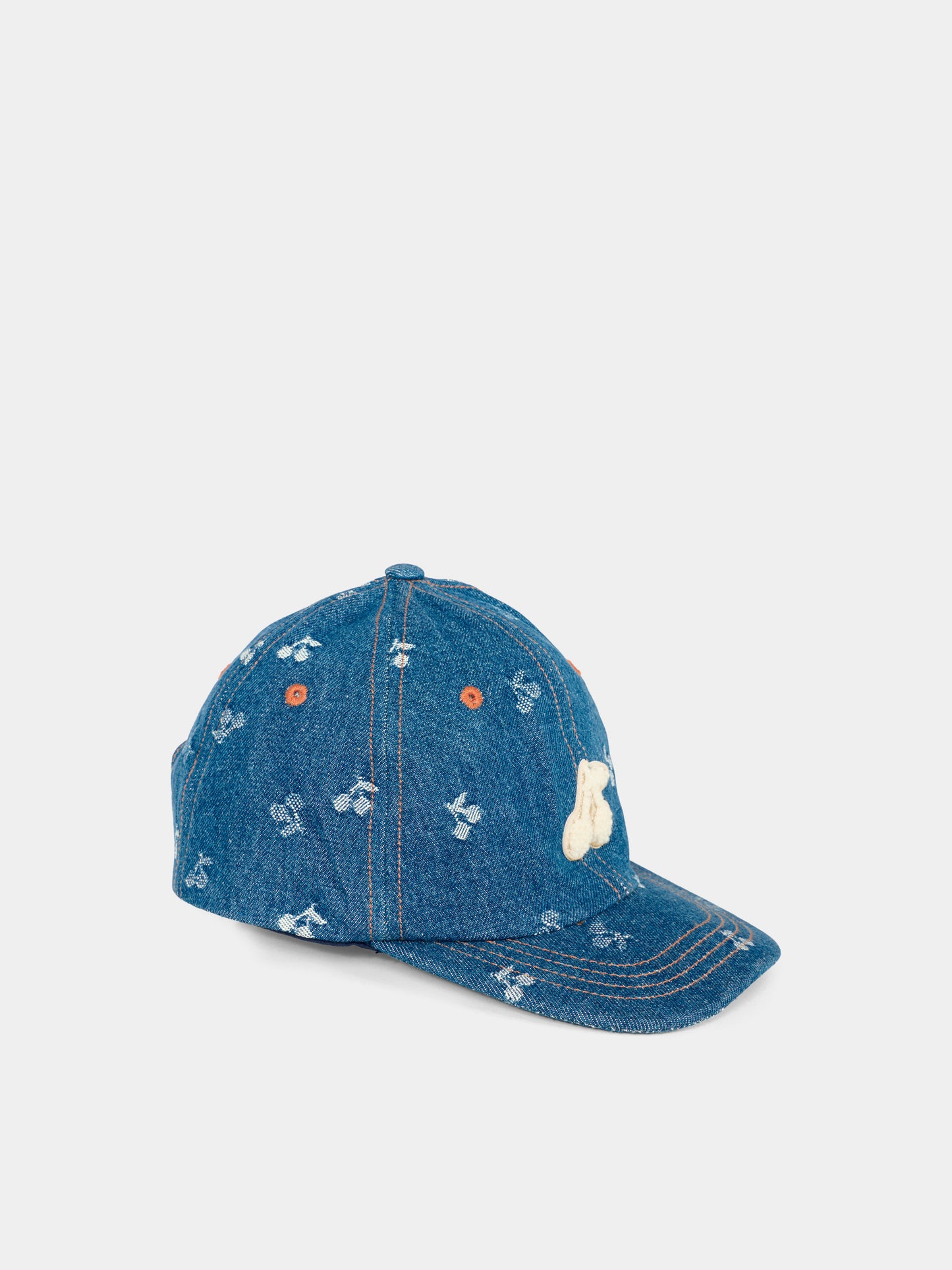 Cappello denim per bambina con ciliegie,Bonpoint,W05GACW00002 617