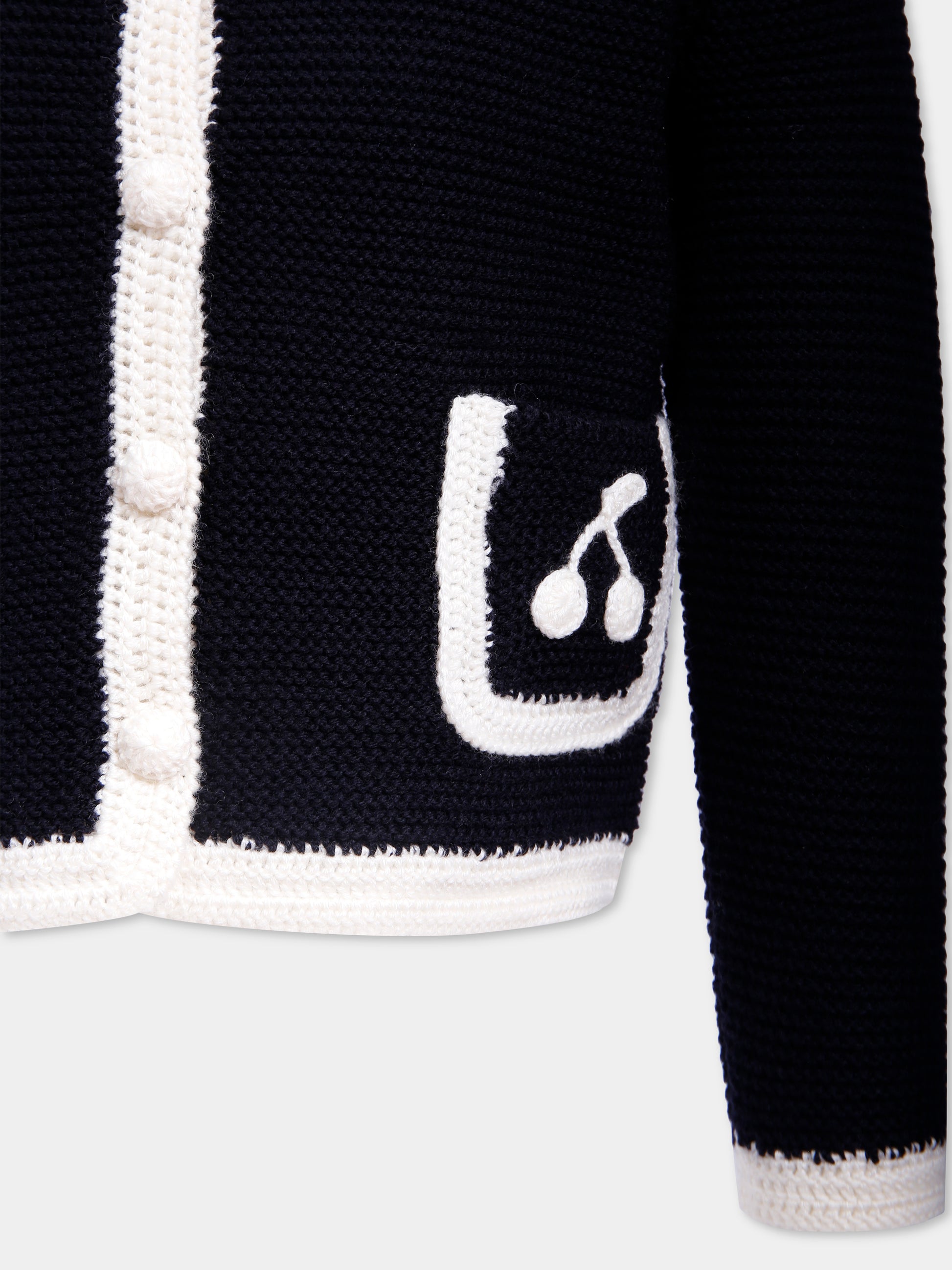 Cardigan blu per bambina con ciliegie,Bonpoint,W05GCAK00007 070