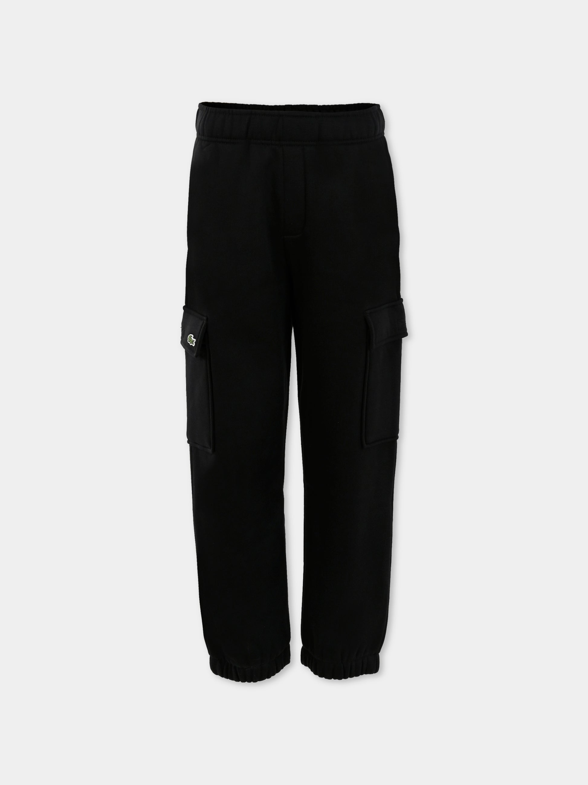 Pantaloni neri per bambini con coccodrillo,Lacoste,XJ7345 031