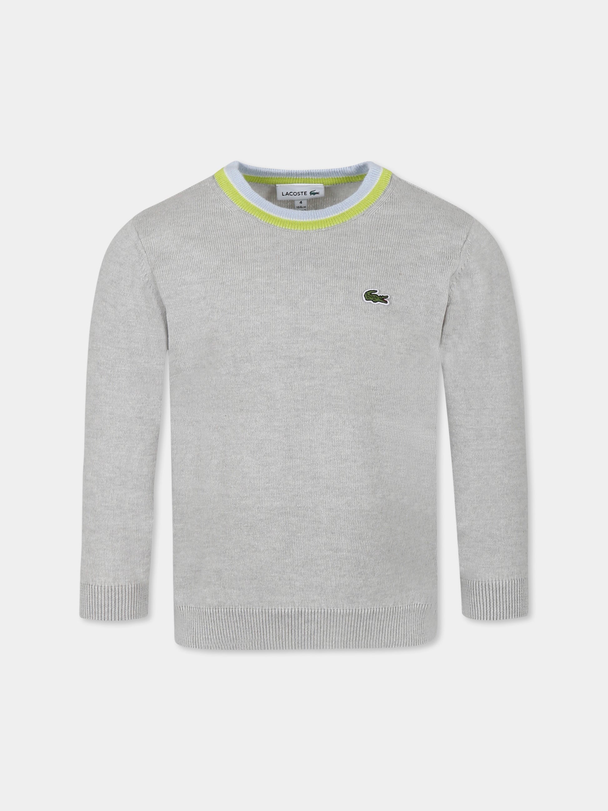 Maglione grigio per bambino con coccodrillo,Lacoste,AJ1121 ICK