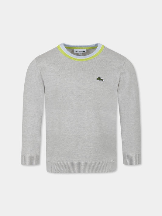 Maglione grigio per bambino con coccodrillo,Lacoste,AJ1121 ICK