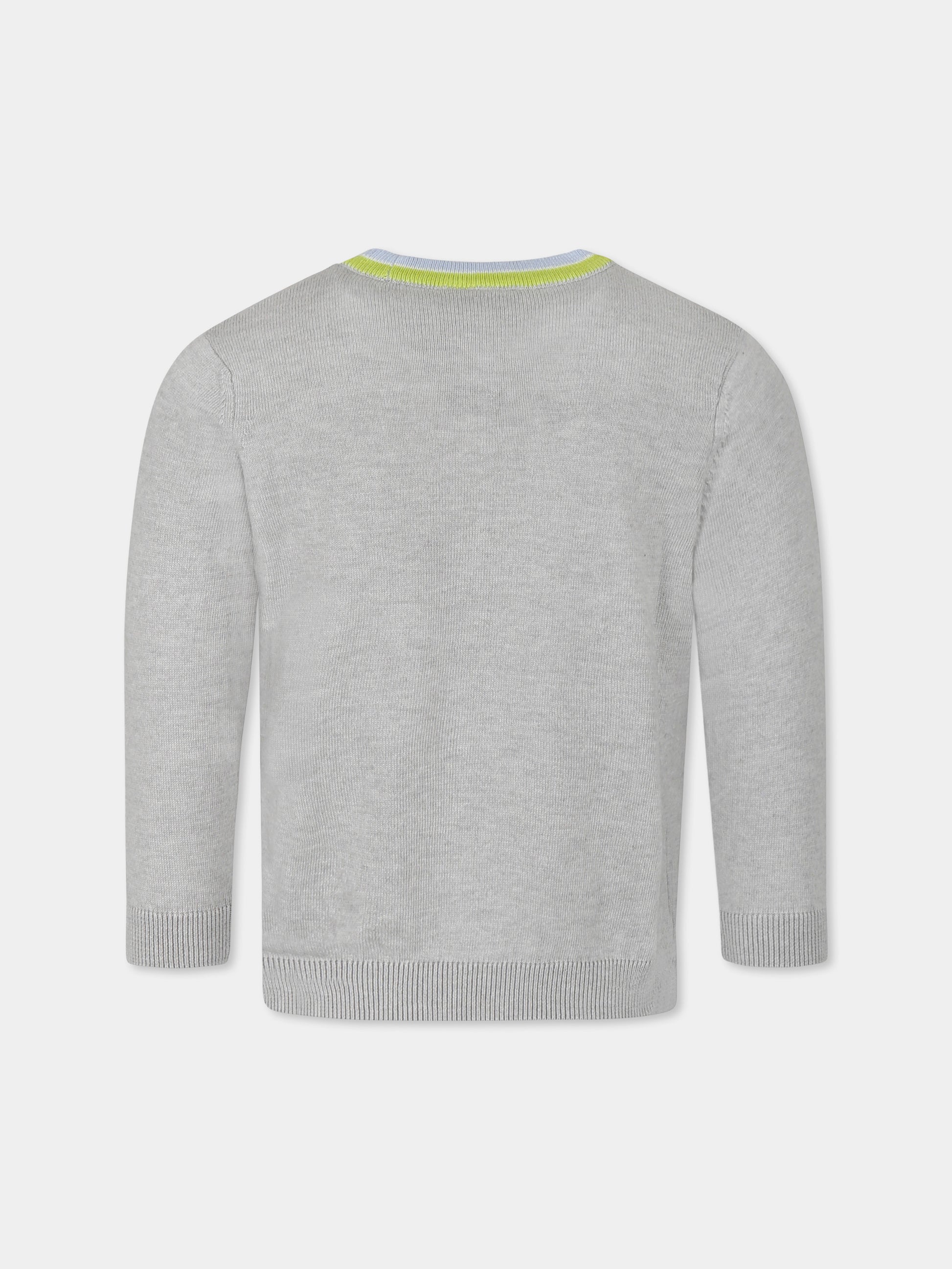 Maglione grigio per bambino con coccodrillo,Lacoste,AJ1121 ICK