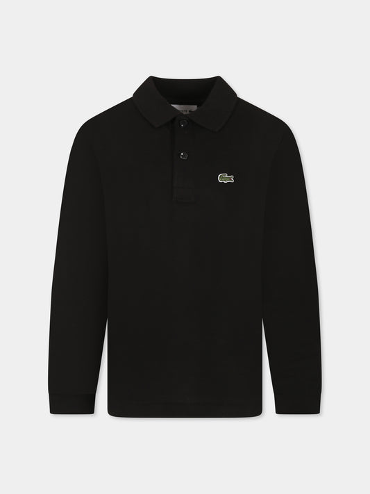 Polo nera per bambini con coccodrillo,Lacoste,PJ8915 031