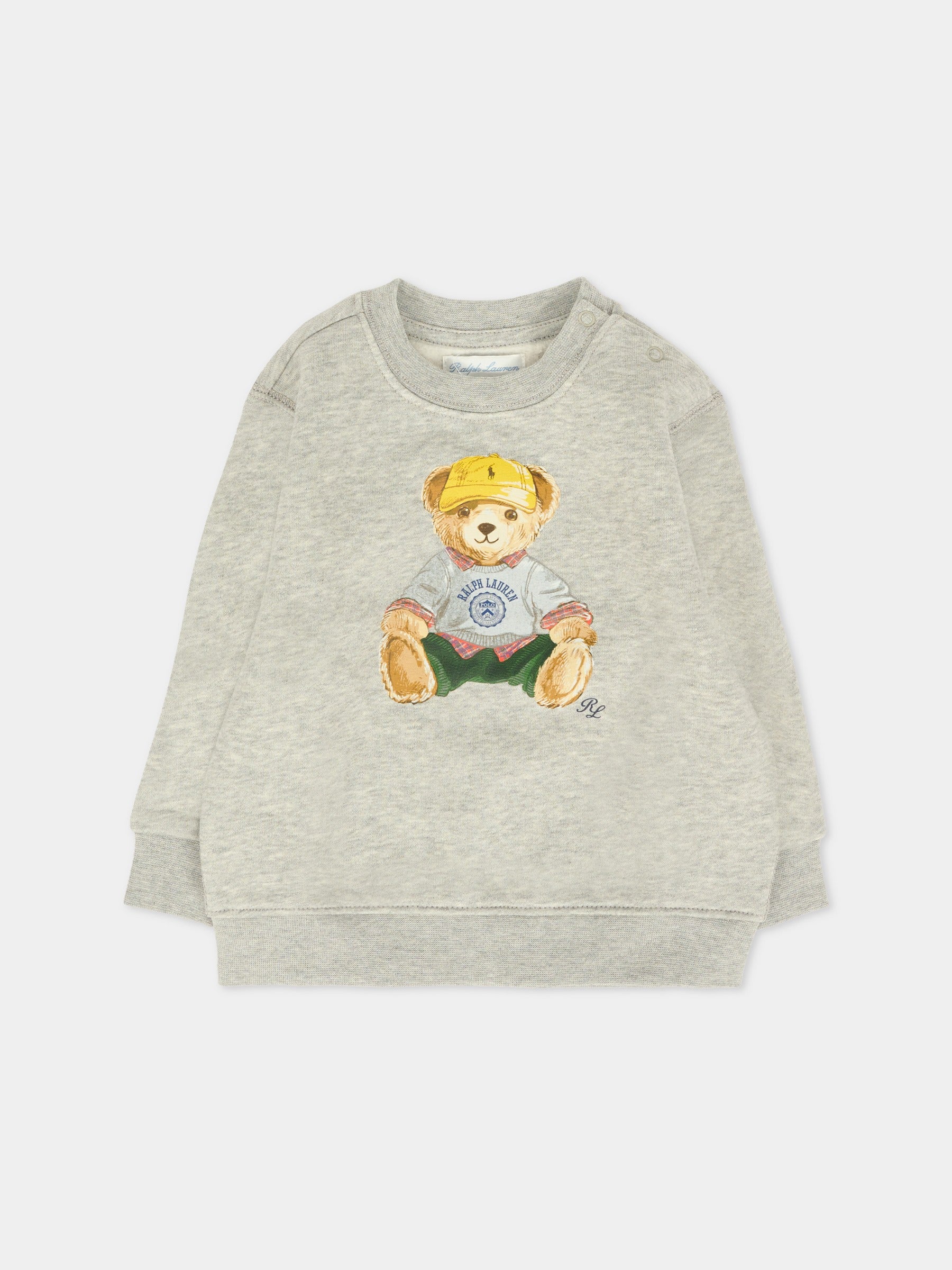 Felpa grigia per neonato con logo,Ralph Lauren Kids,P00514001
