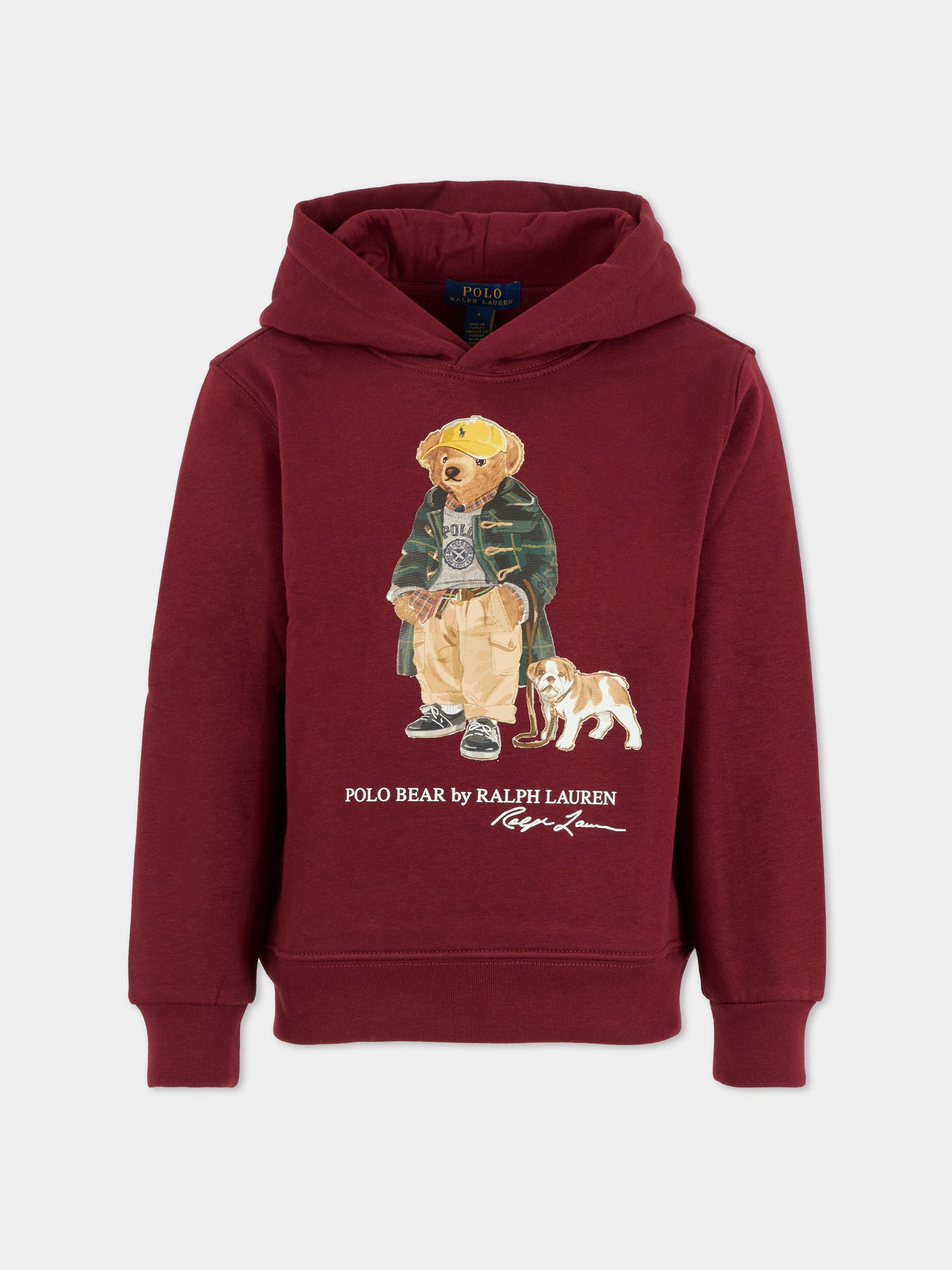 Felpa bordeaux per bambino con logo,Ralph Lauren Kids,979491001