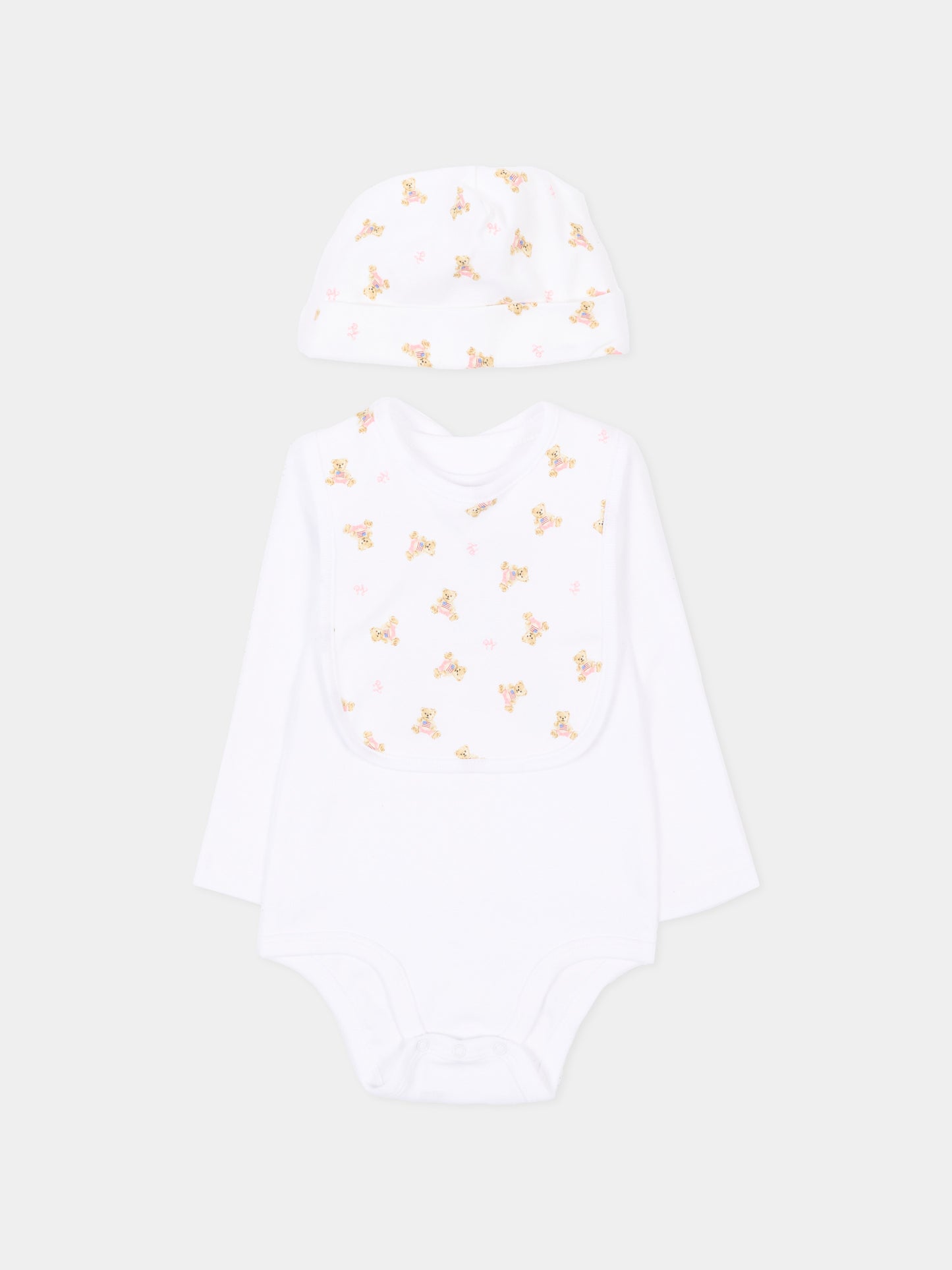 Set body bianco per neonata con Polo Bear,Ralph Lauren Kids,981226001