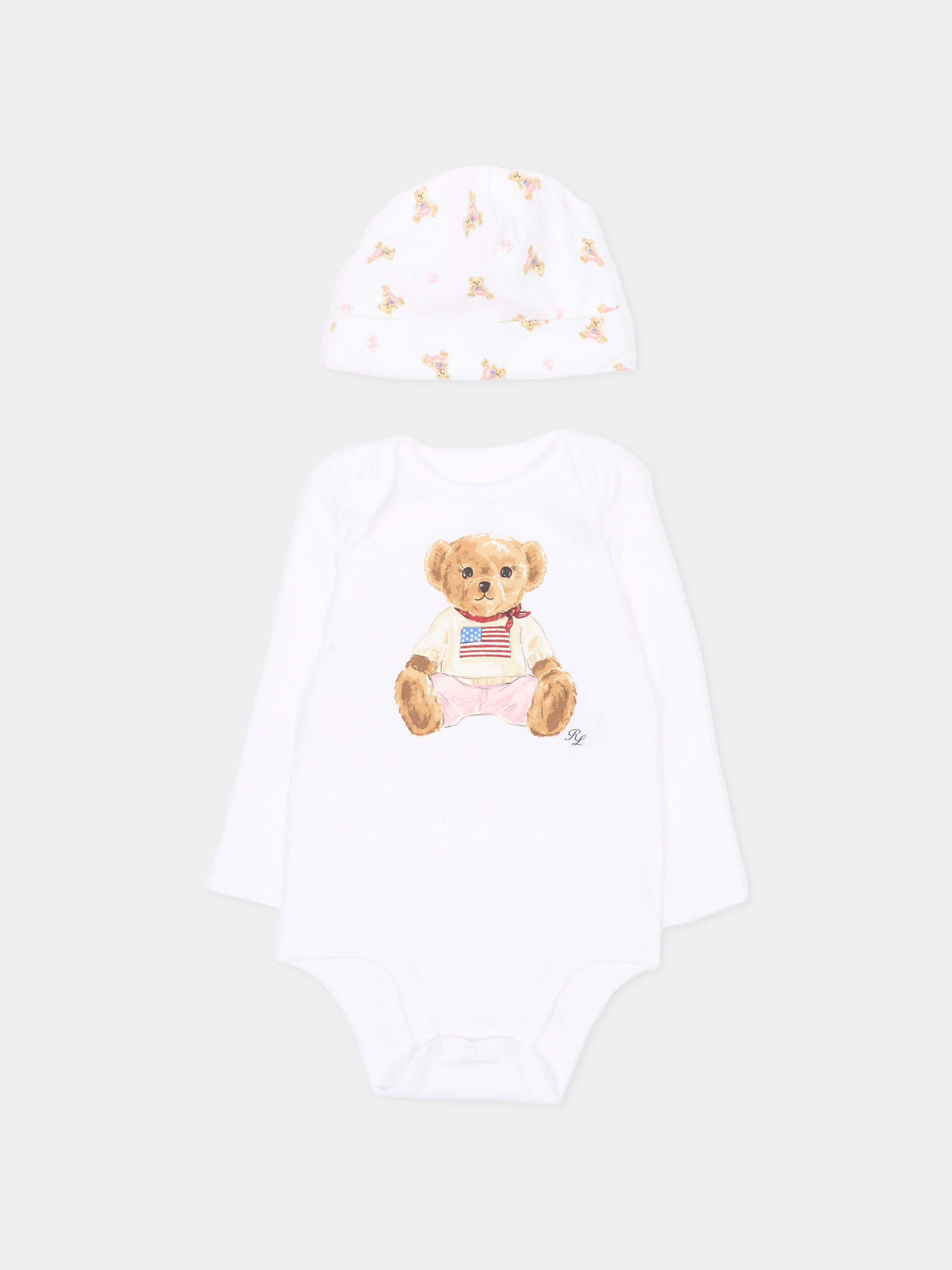 Set body bianco per neonata con Polo Bear,Ralph Lauren Kids,981226001