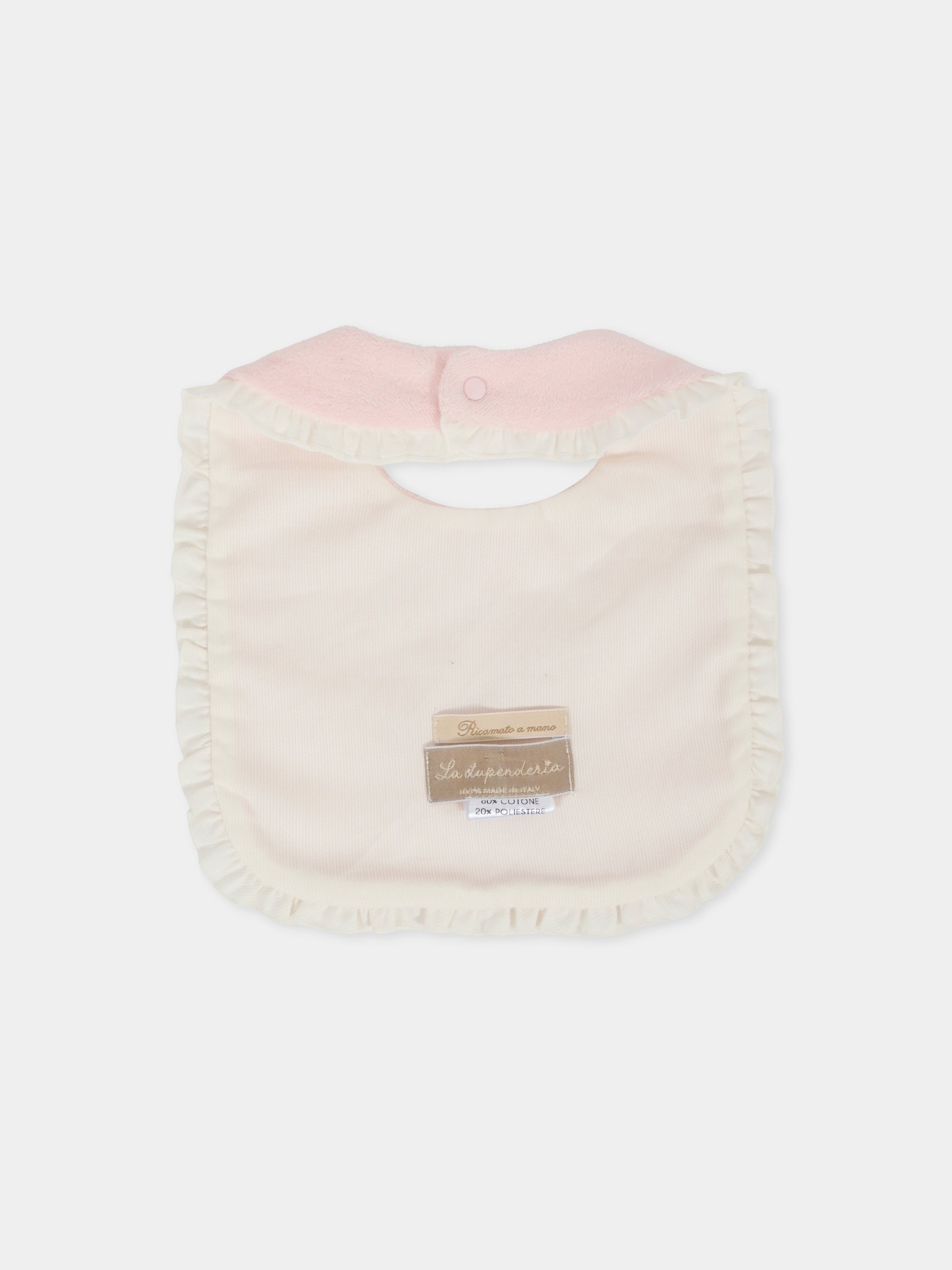Bavaglino rosa per neonata con fiocco,La Stupenderia,1TBBV02L03
