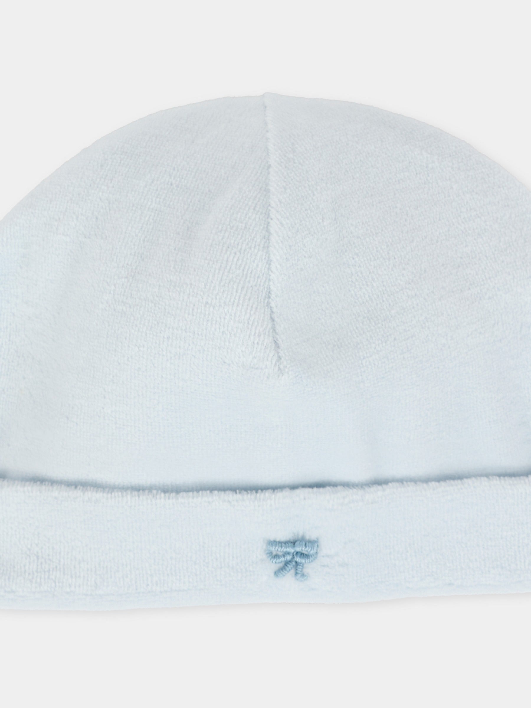 Berretto celeste per neonato con fiocco,La Stupenderia,1TBCP00L04