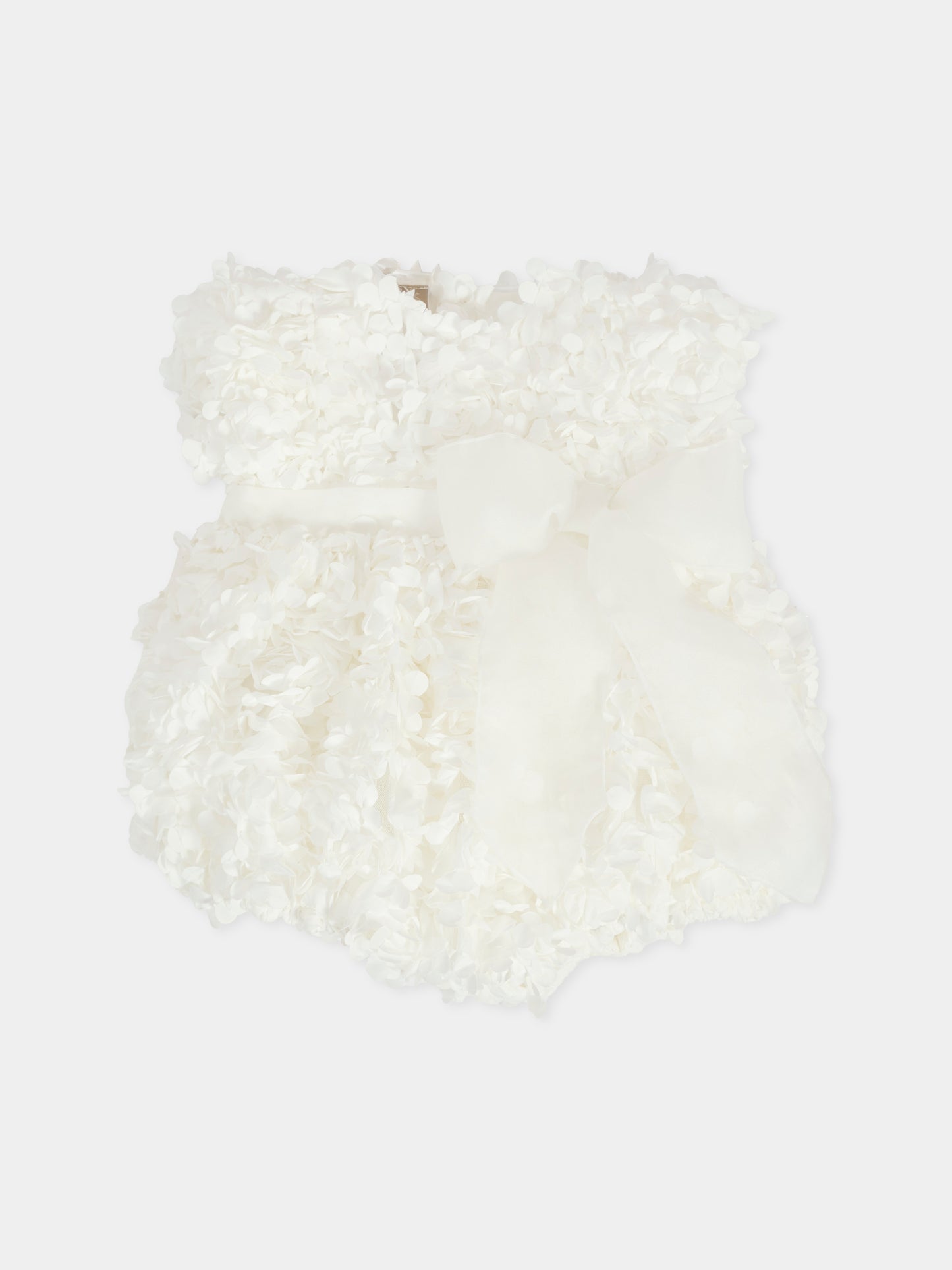 Pagliaccetto bianco per neonata con petali,La Stupenderia,1CBPG02X30
