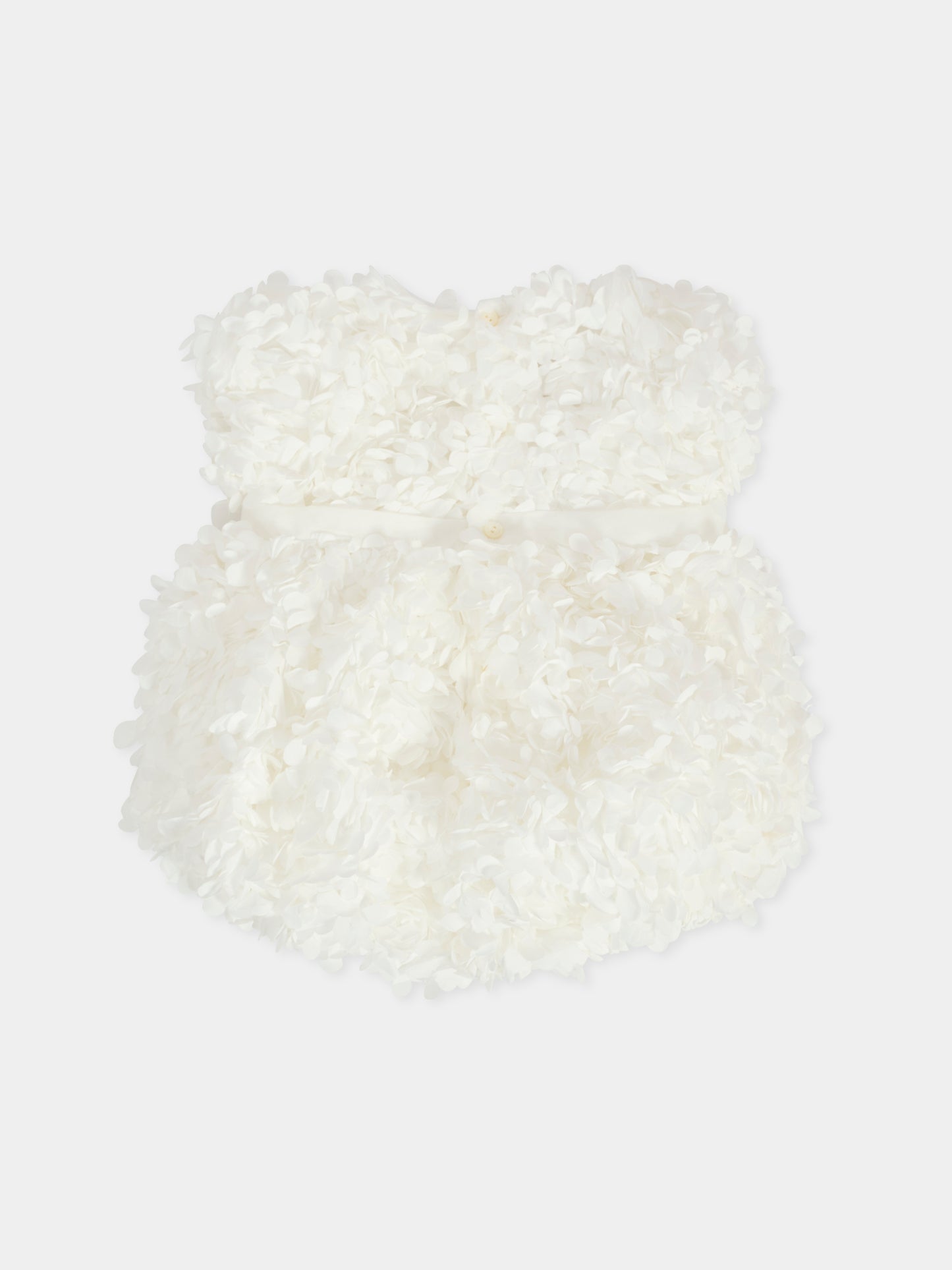 Pagliaccetto bianco per neonata con petali,La Stupenderia,1CBPG02X30