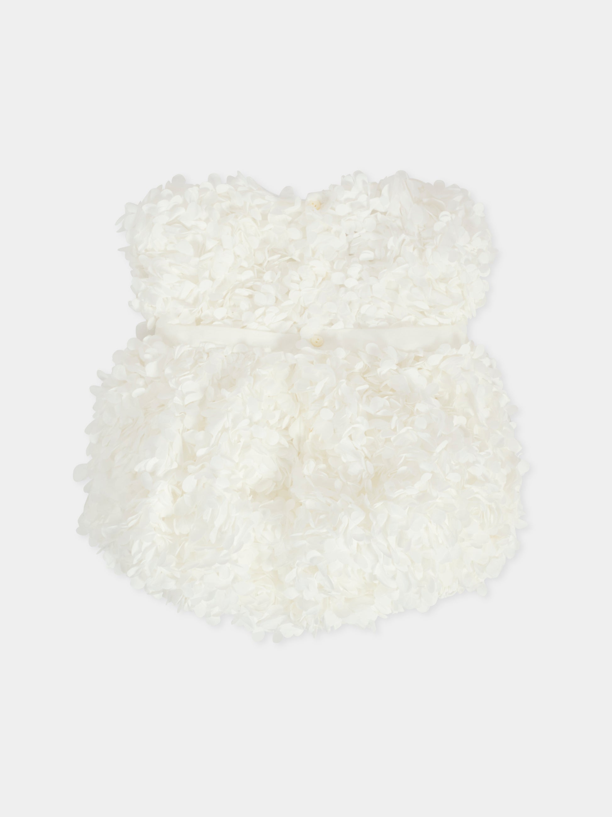 Pagliaccetto bianco per neonata con petali,La Stupenderia,1CBPG02X30