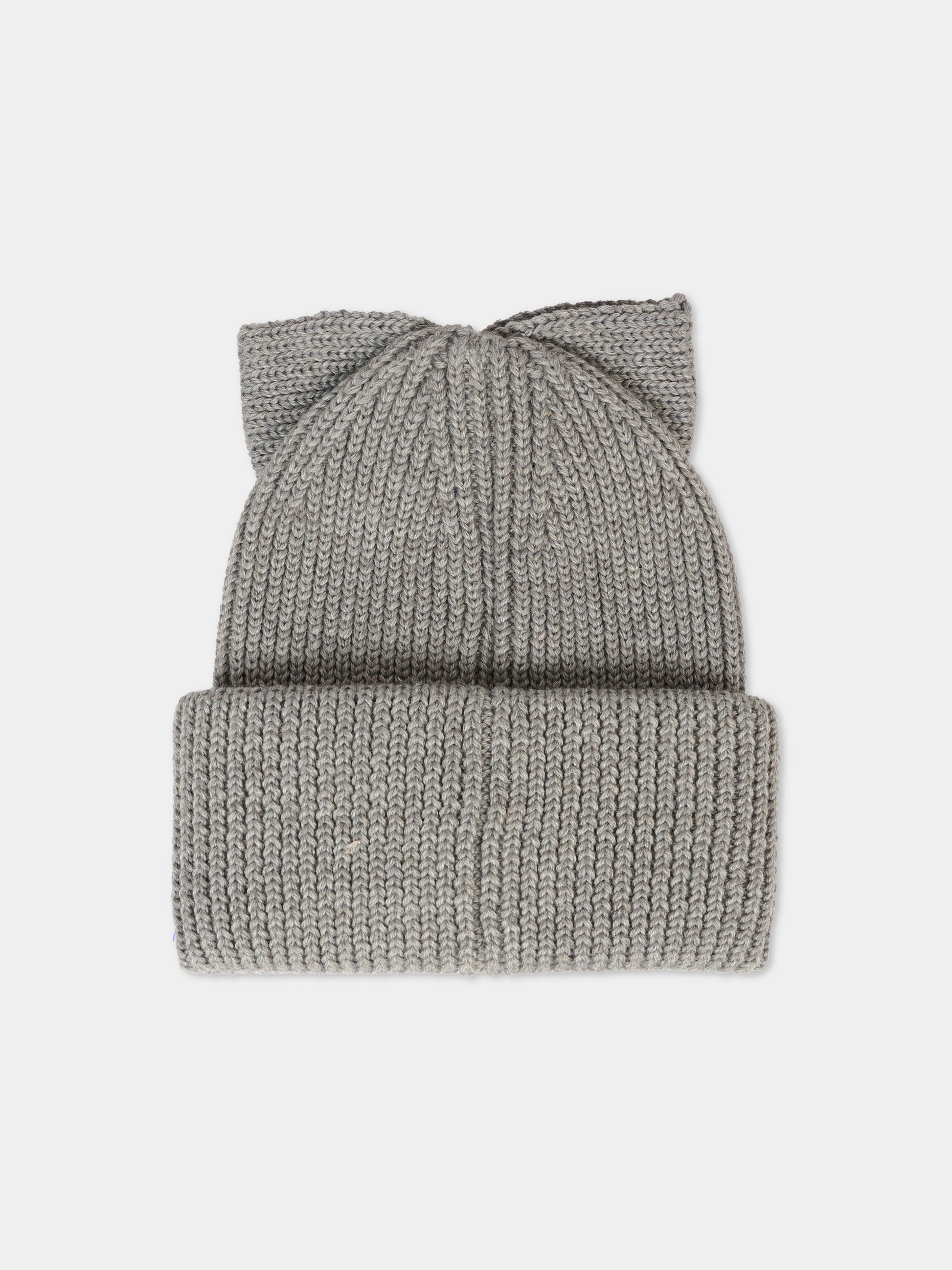 Berretto grigio per bambina con fiocco,Simonetta,SX0A07 Z3398 806