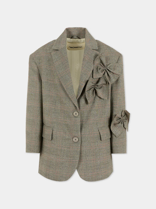 Giacca grigia per bambina con fiocchi,Simonetta,SX2A04 I0288 930RO