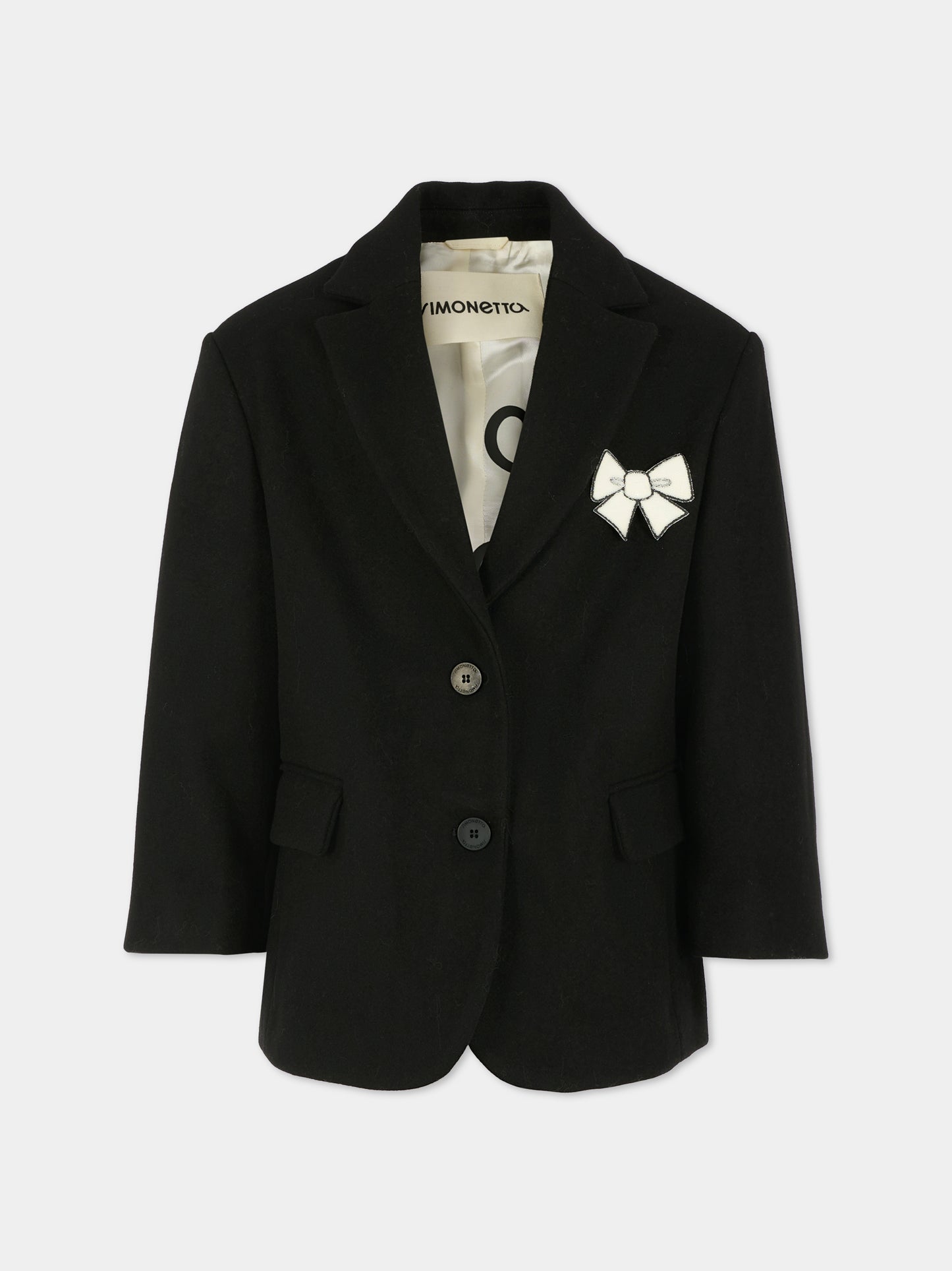 Giacca nera per bambina con fiocchi,Simonetta,SX2A44 E0051 930